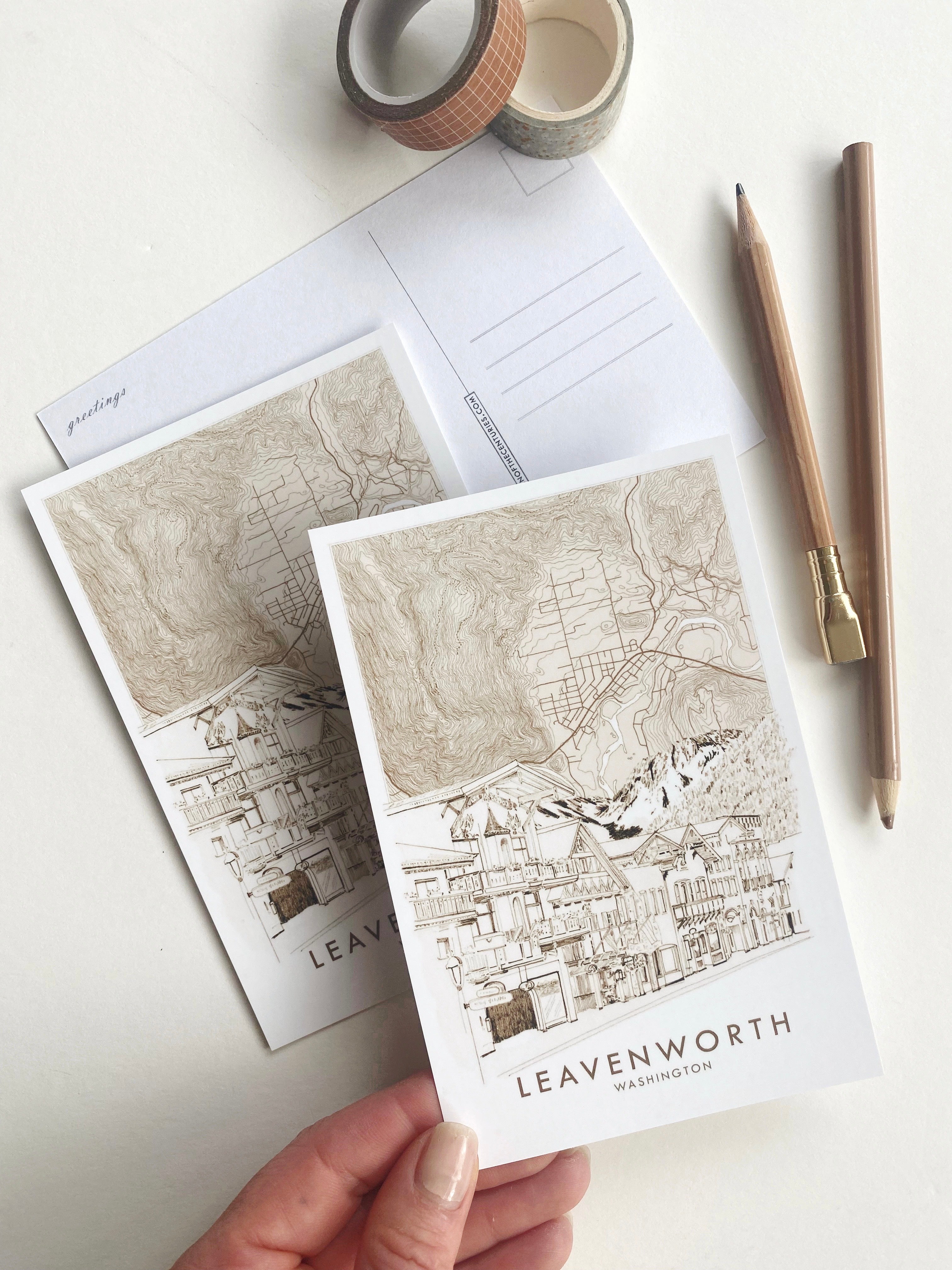 LEAVENWORTH Washington Topographic Map Postcard