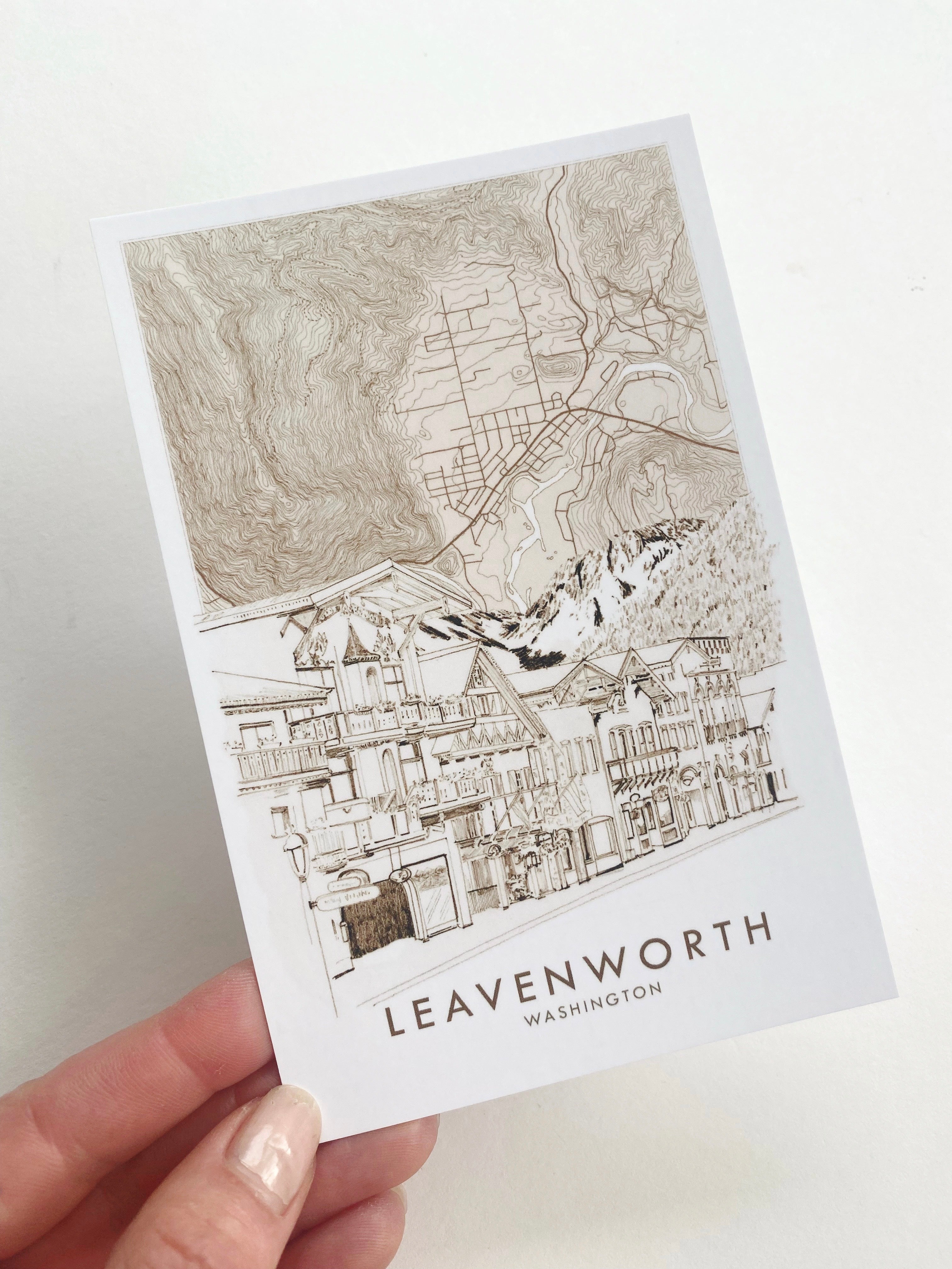 LEAVENWORTH Washington Topographic Map Postcard