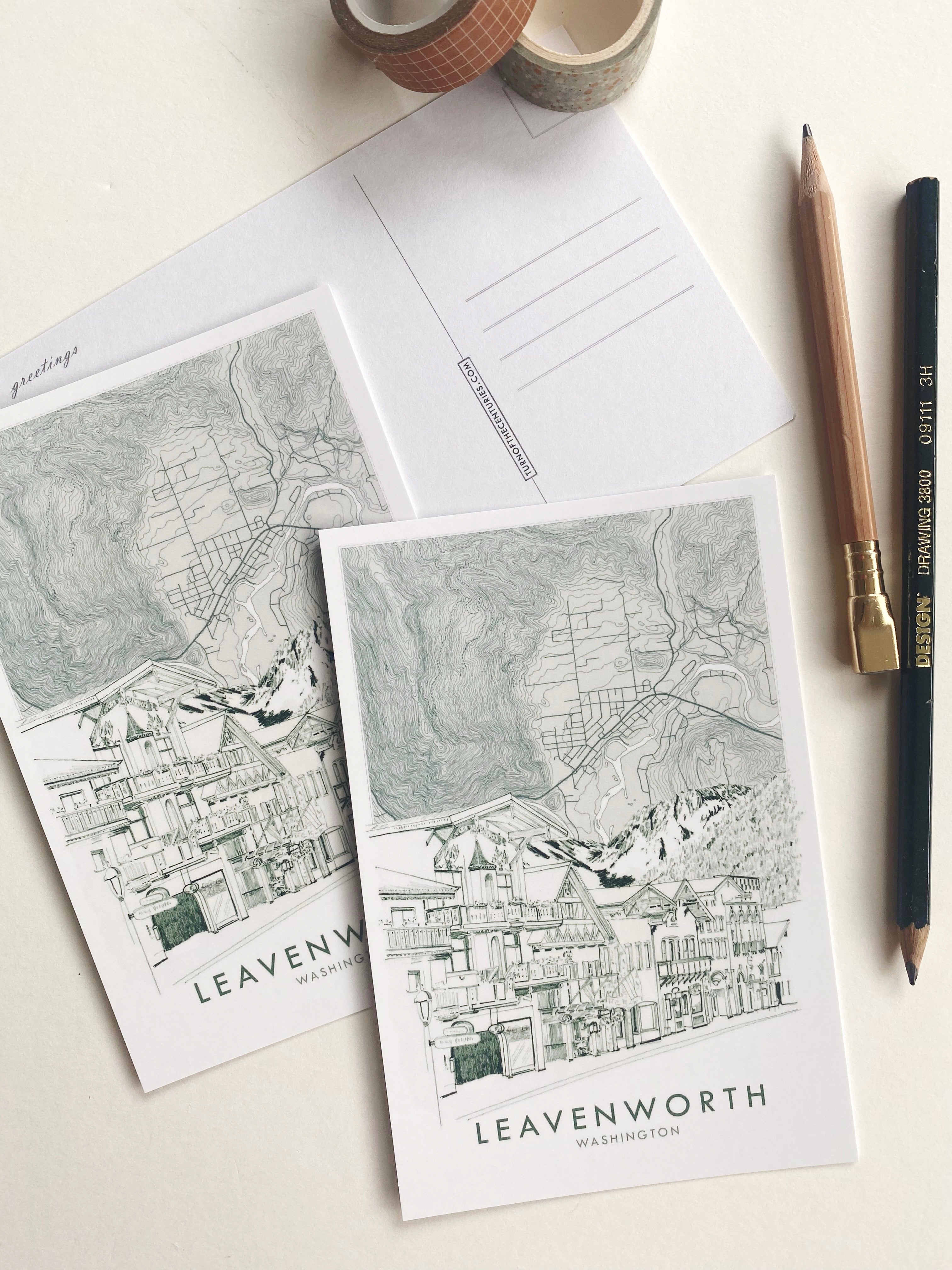 LEAVENWORTH Washington Topographic Map Postcard