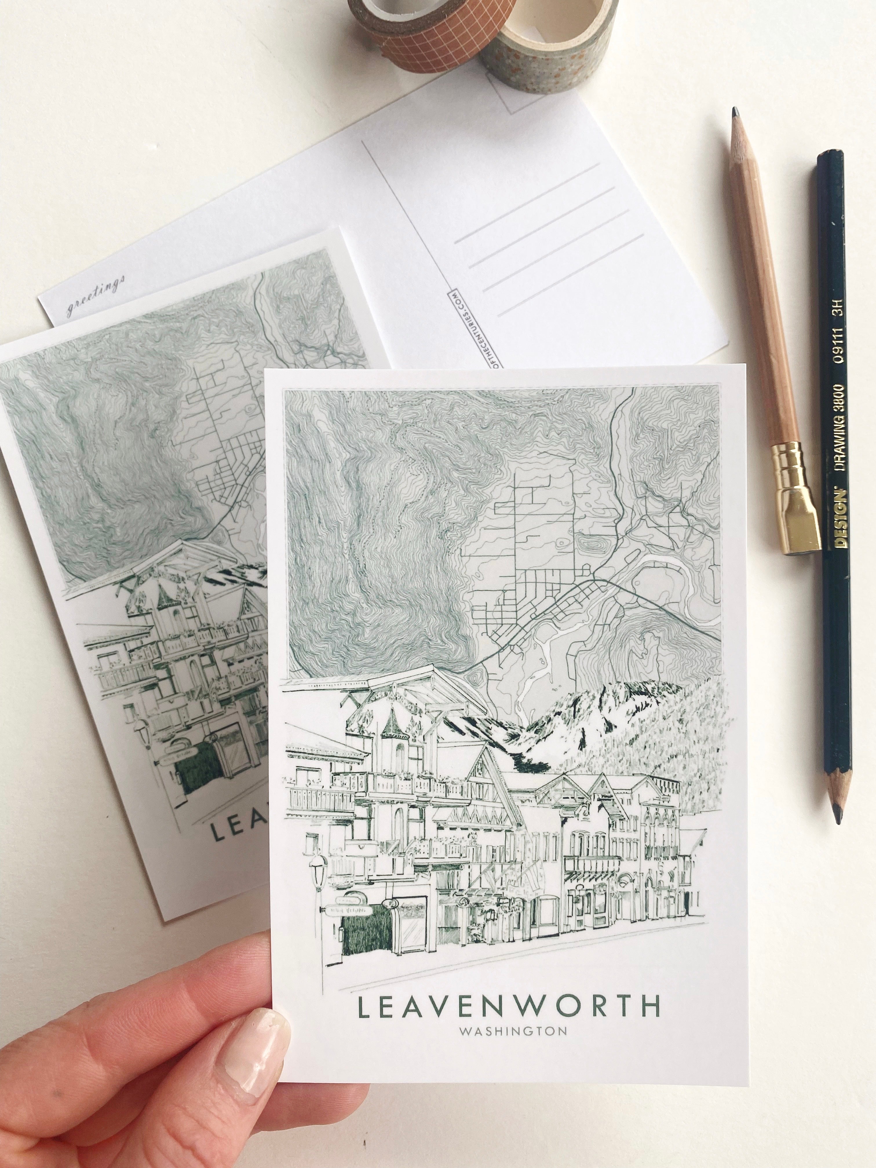 LEAVENWORTH Washington Topographic Map Postcard