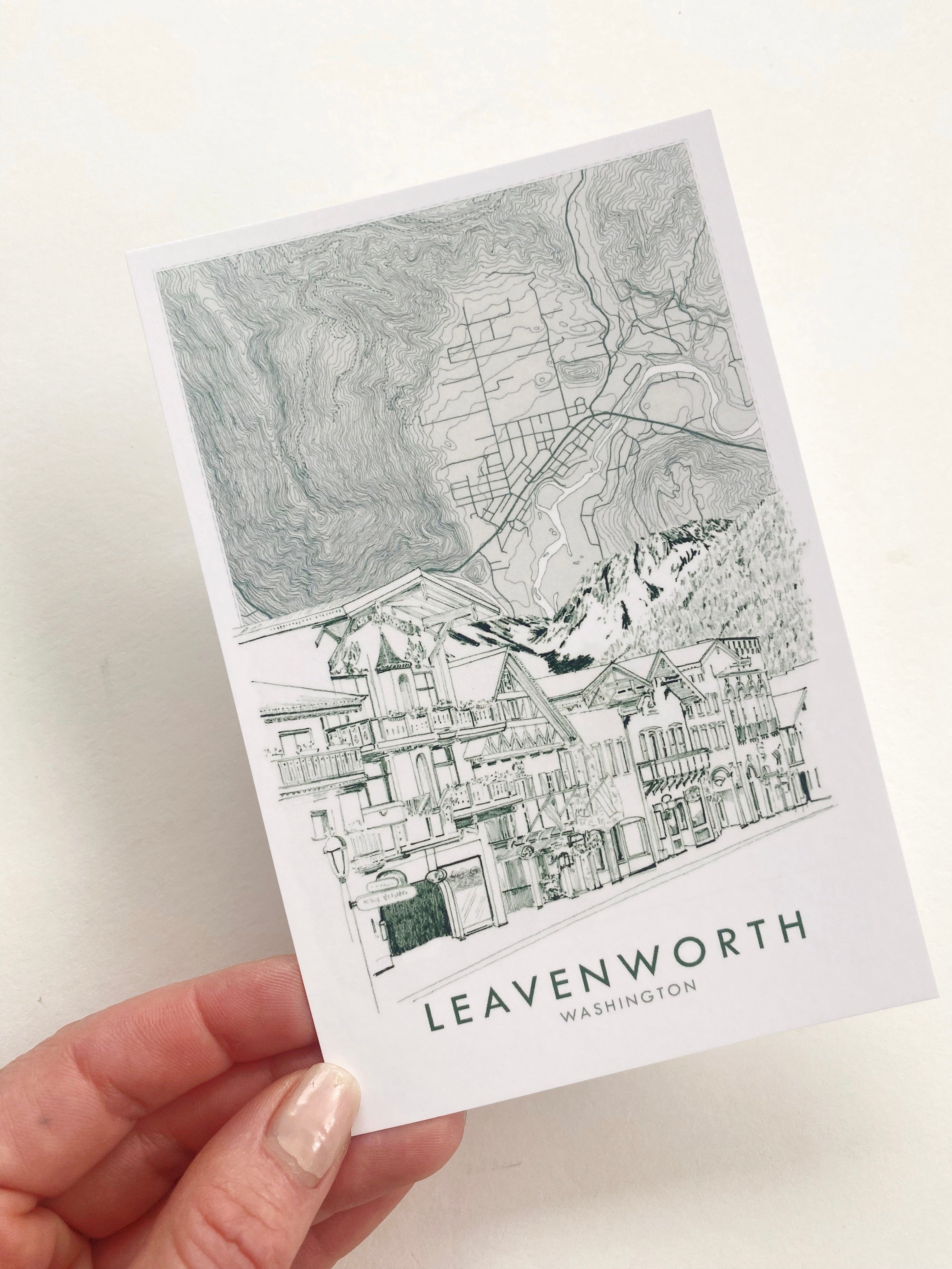 LEAVENWORTH Washington Topographic Map Postcard