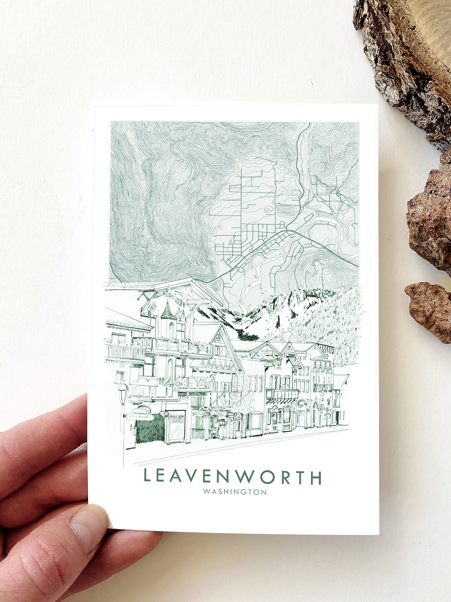 LEAVENWORTH Washington Topographic Map Postcard