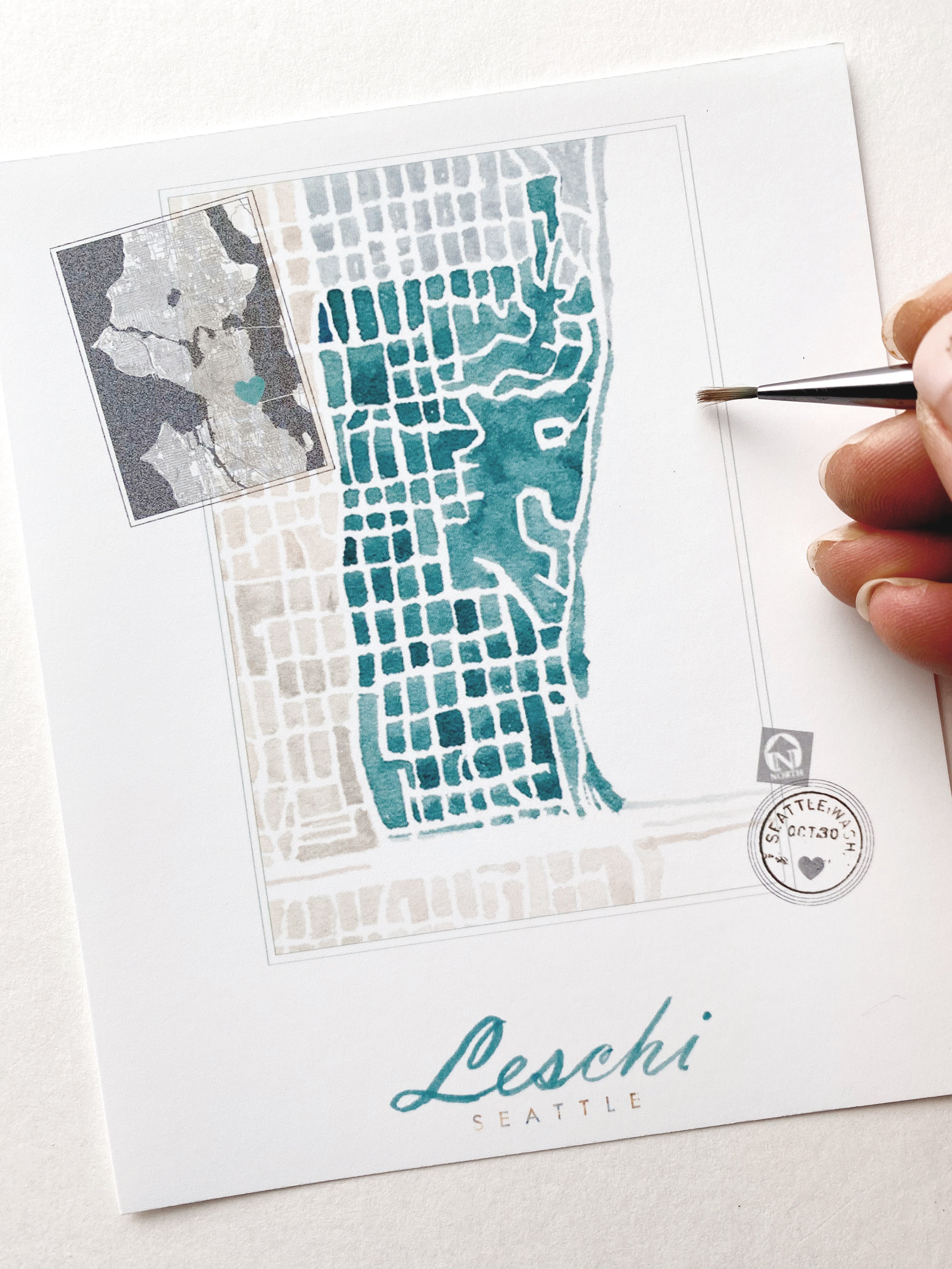 Leschi SEATTLE Neighborhood Watercolor Map: PRINT