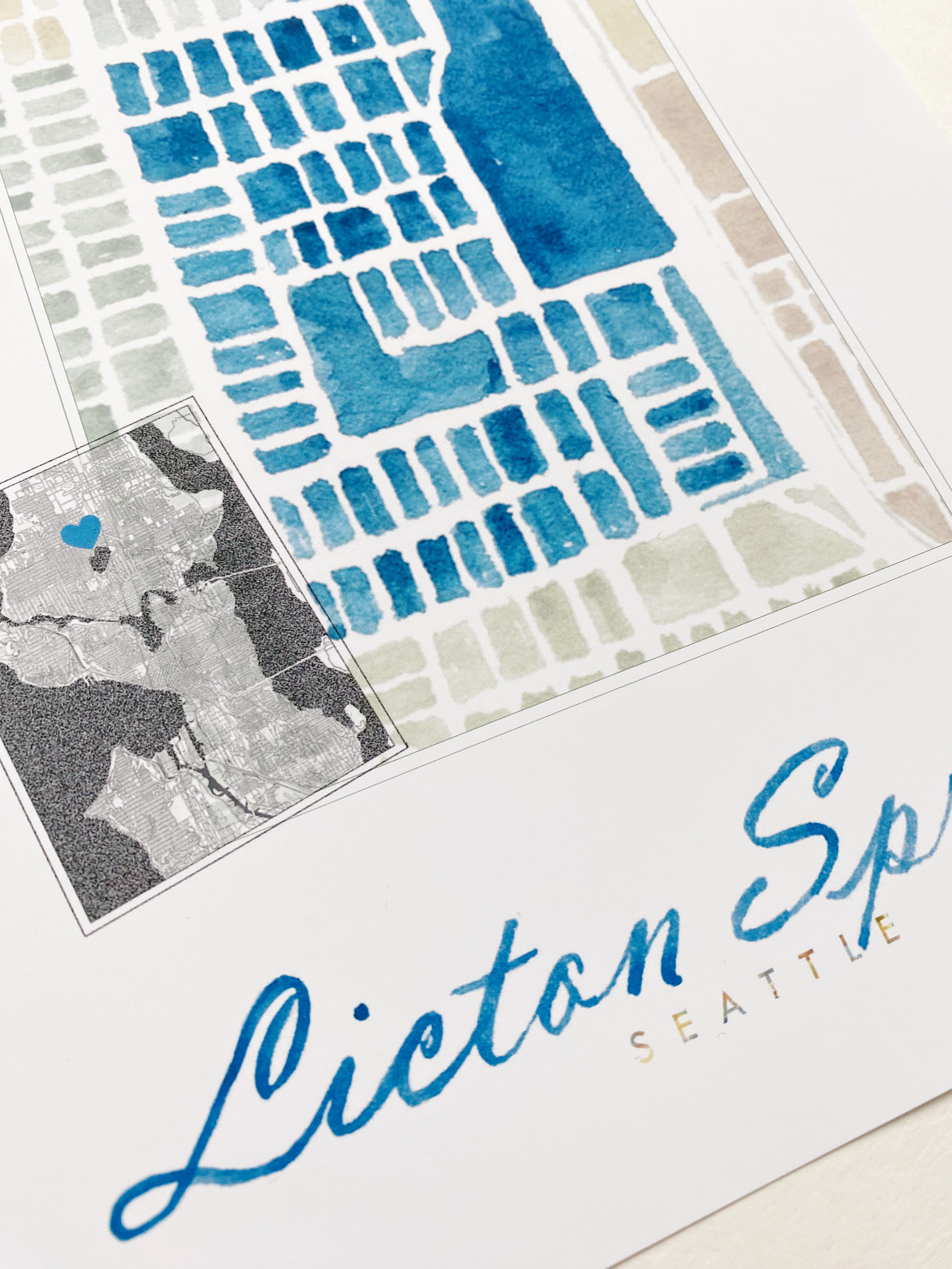 Licton Springs SEATTLE Neighborhood Watercolor Map: PRINT