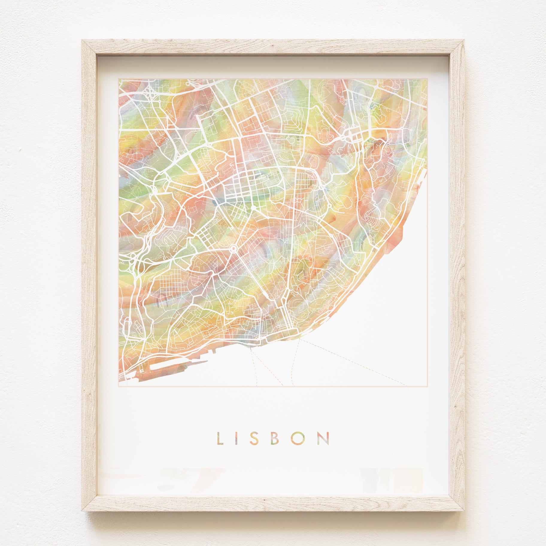 LISBON Pride Rainbow Watercolor Map: PRINT
