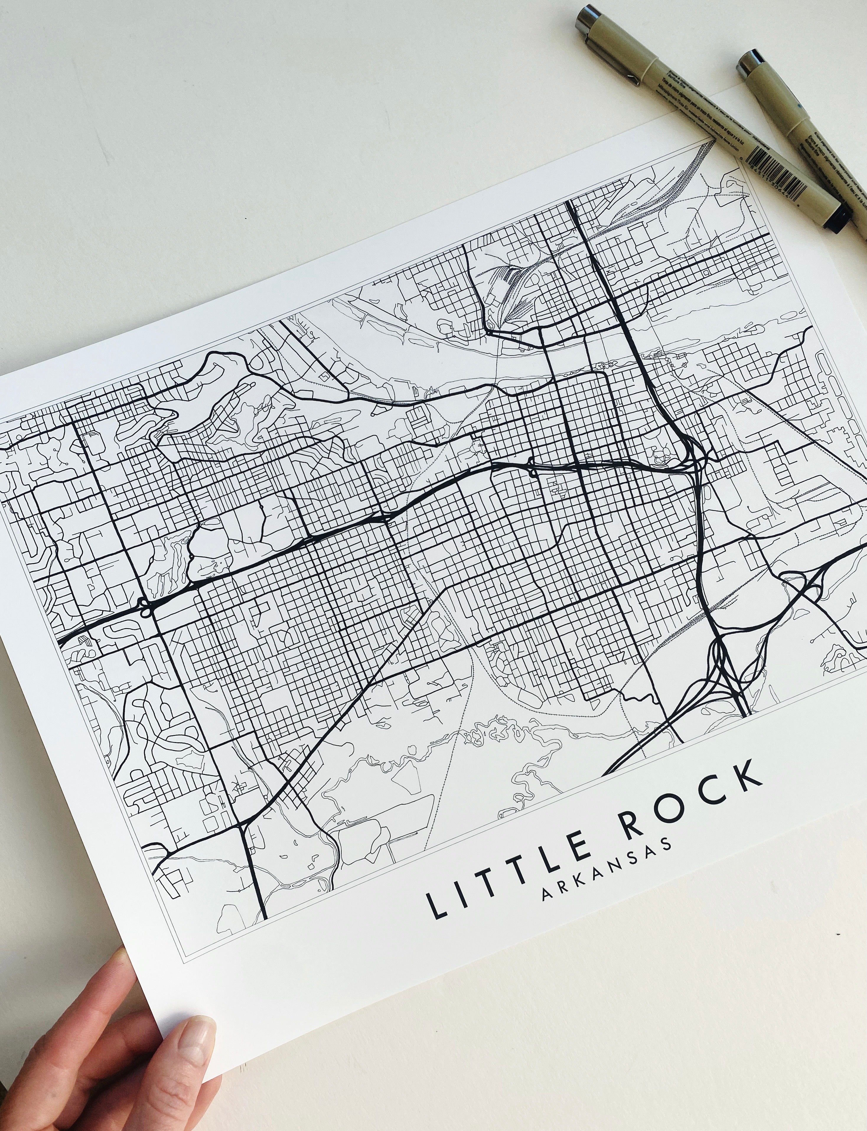 LITTLE ROCK Arkansas City Lines Map: PRINT