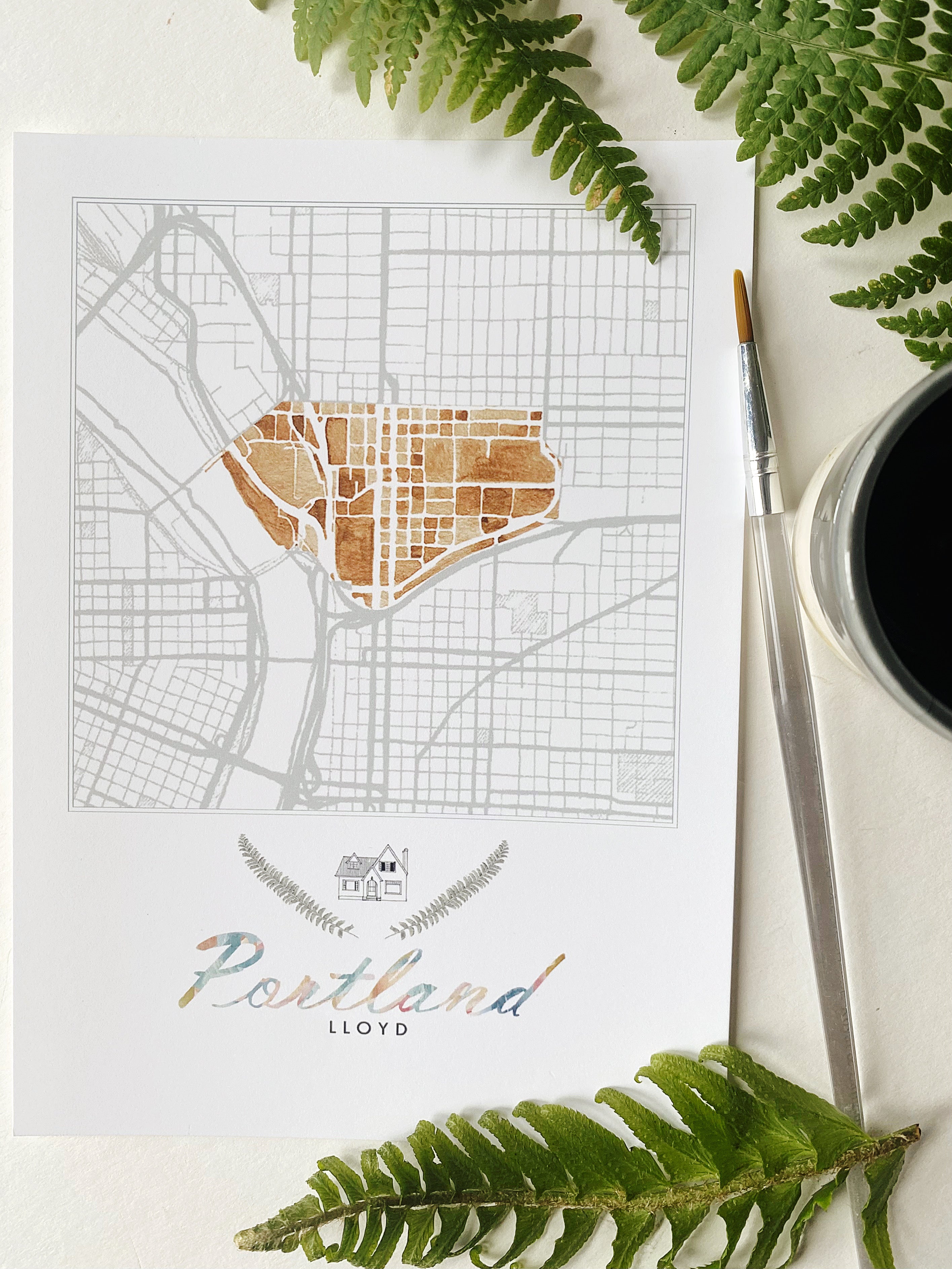 Lloyd PORTLAND Neighborhood Watercolor Map: PRINT