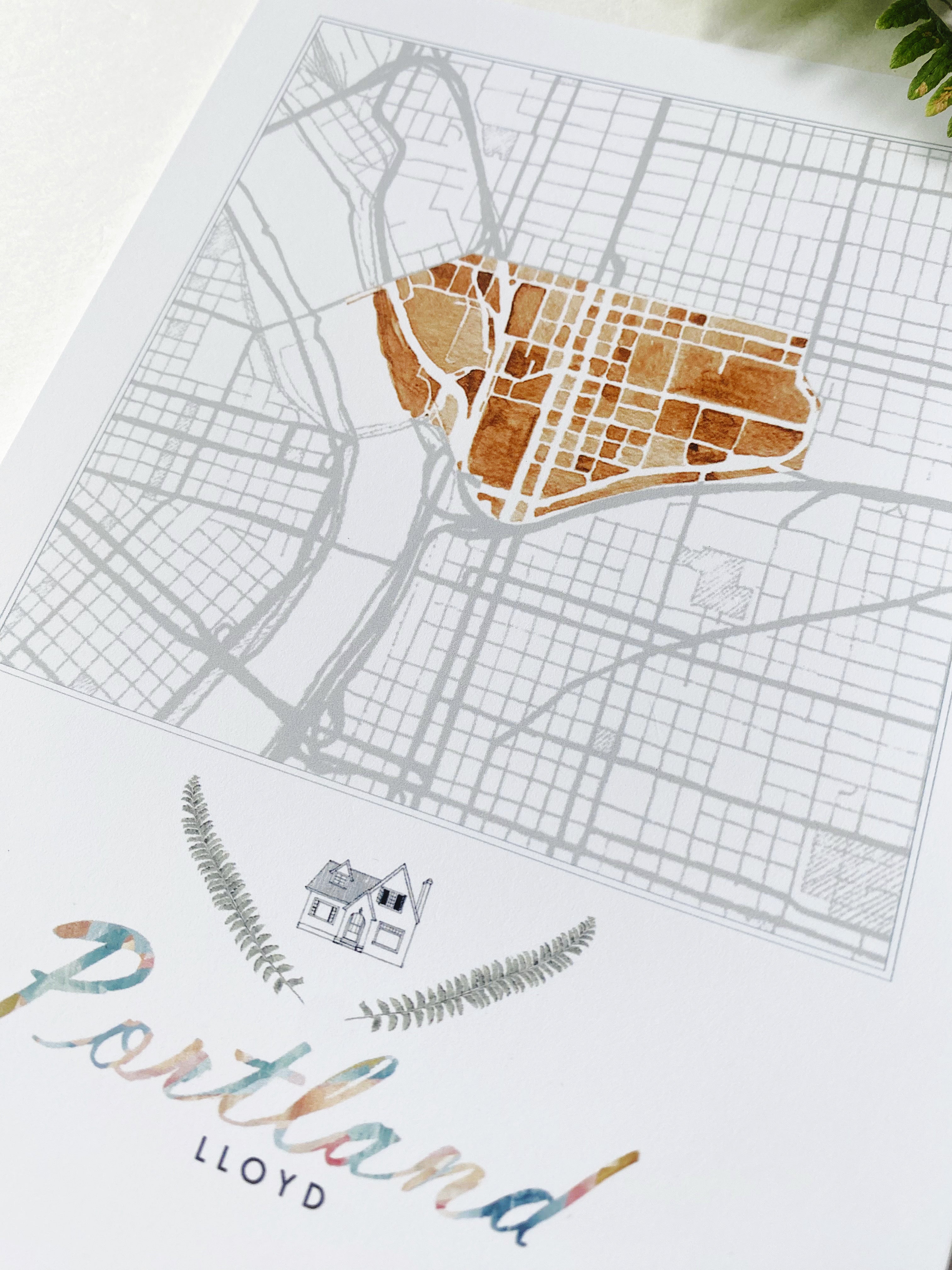 Lloyd PORTLAND Neighborhood Watercolor Map: PRINT