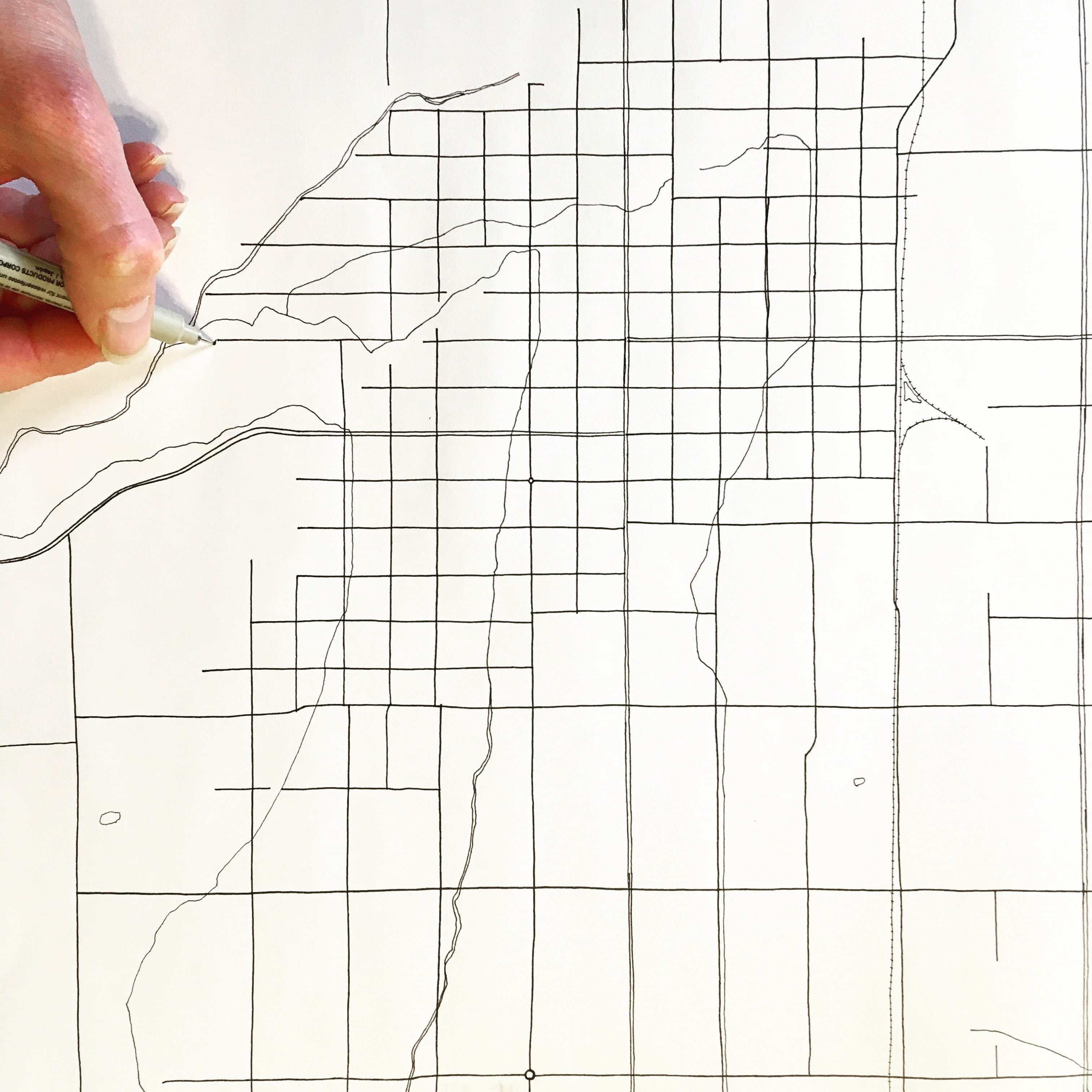 Custom YOUR CITY: Black and White "City Lines" Map: PRINT: Wholesale Only