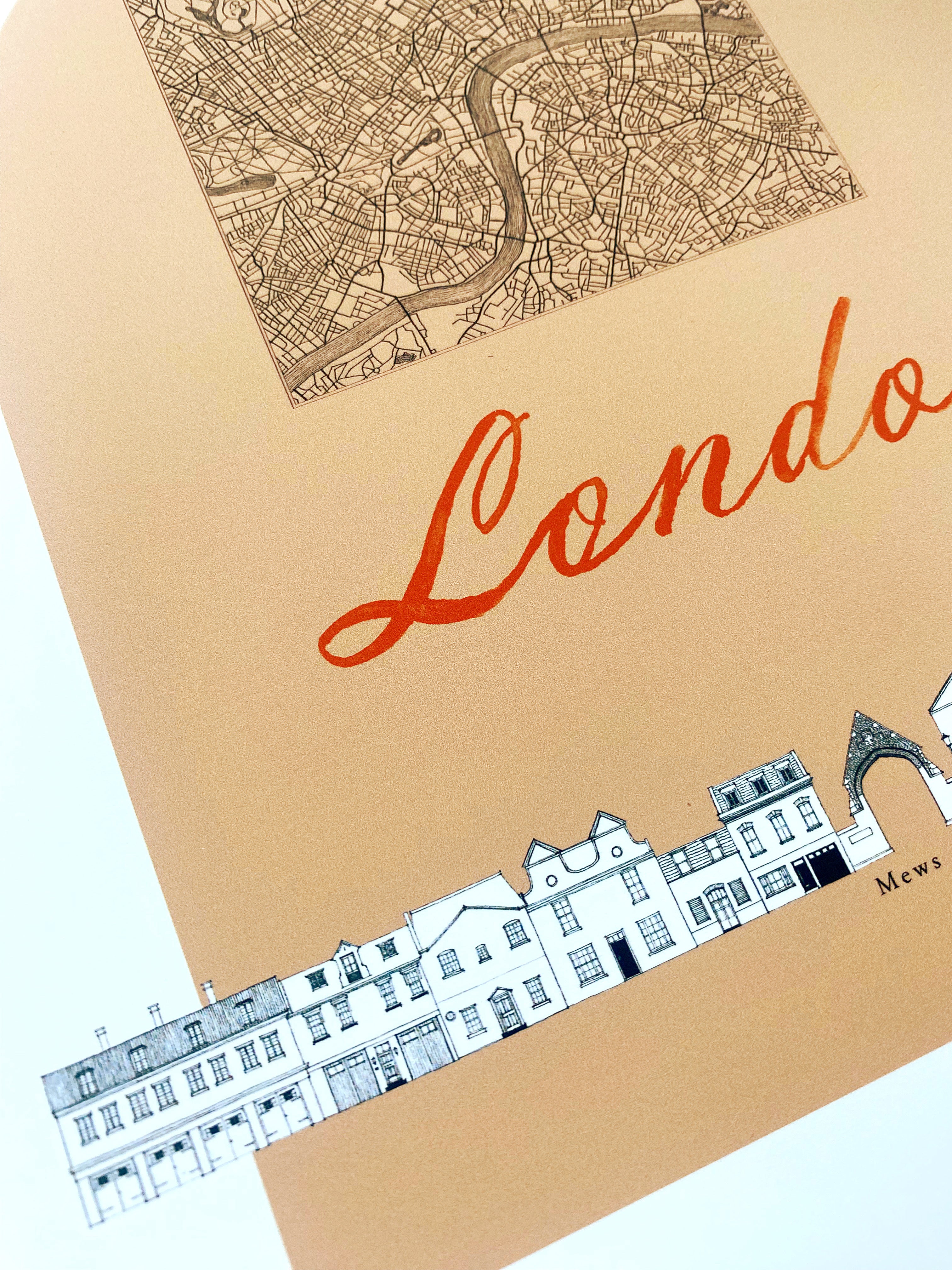 LONDON Mews Streetscape + Map: PRINT