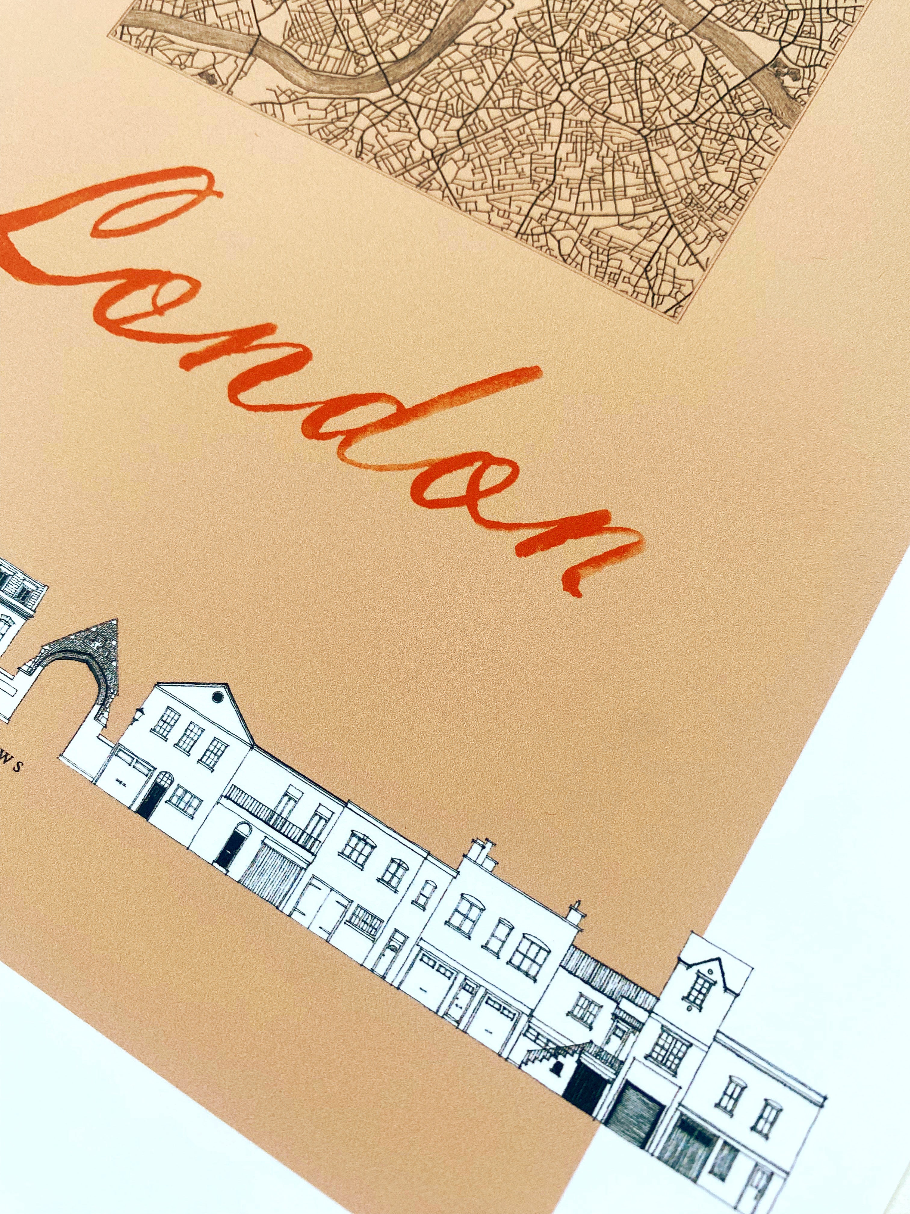 LONDON Mews Streetscape + Map: PRINT