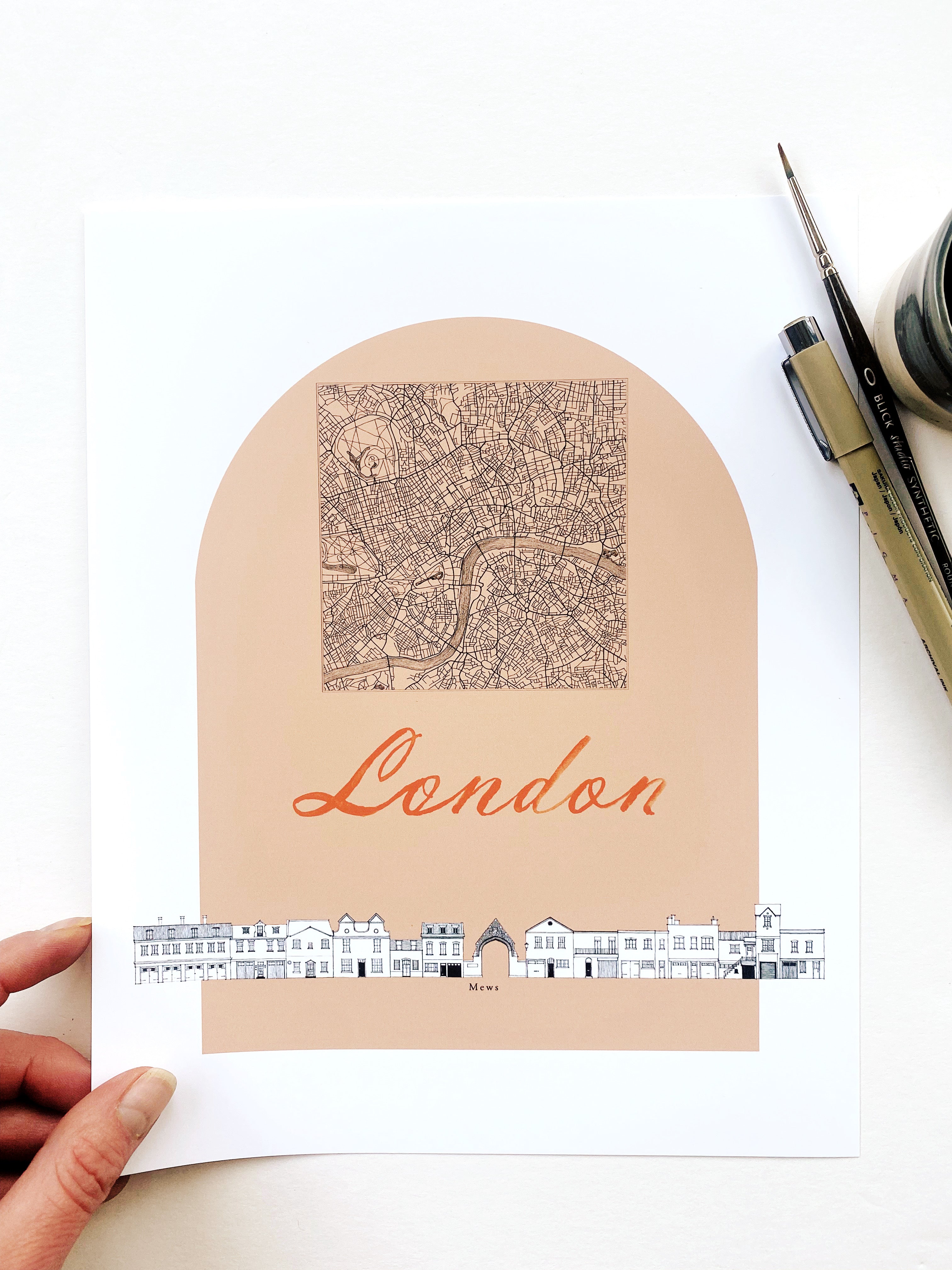 LONDON Mews Streetscape + Map: PRINT