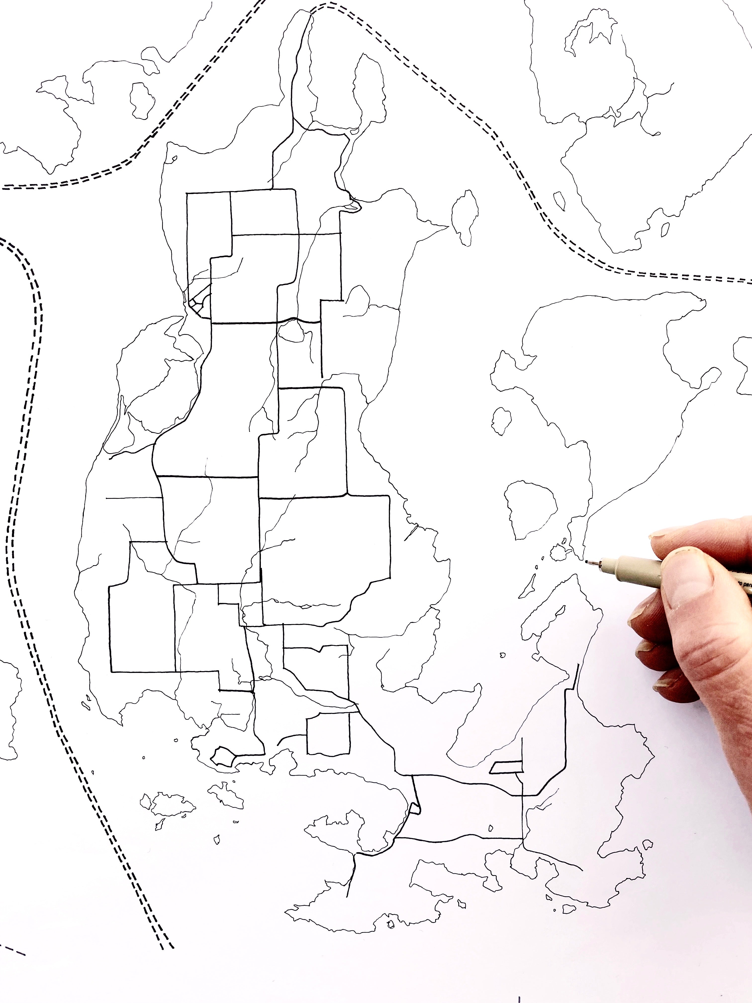 LOPEZ ISLAND San Juan Islands Washington Watercolor Wash Map: PRINT