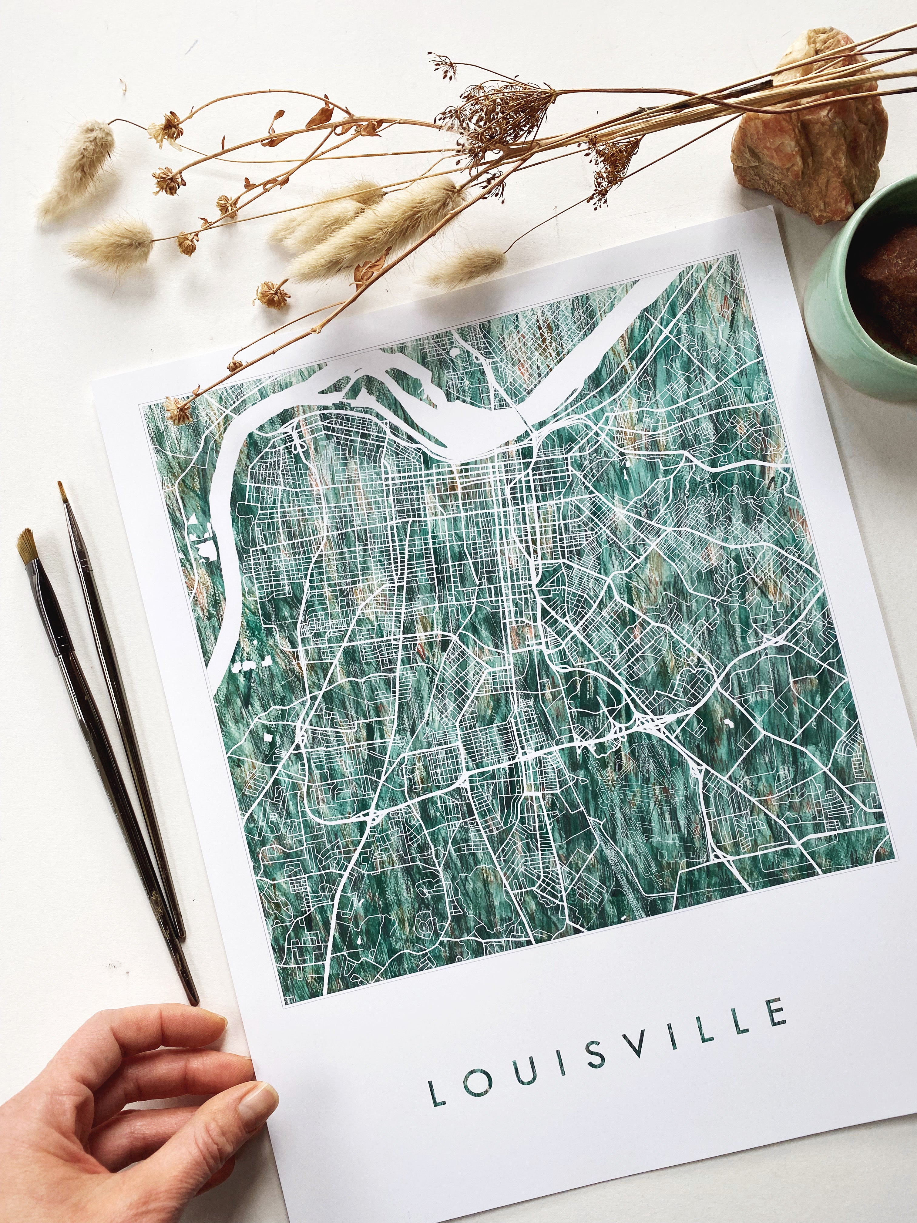 Custom YOUR CITY: Painted "Urban Fabrics" Map: PRINT: Wholesale Only