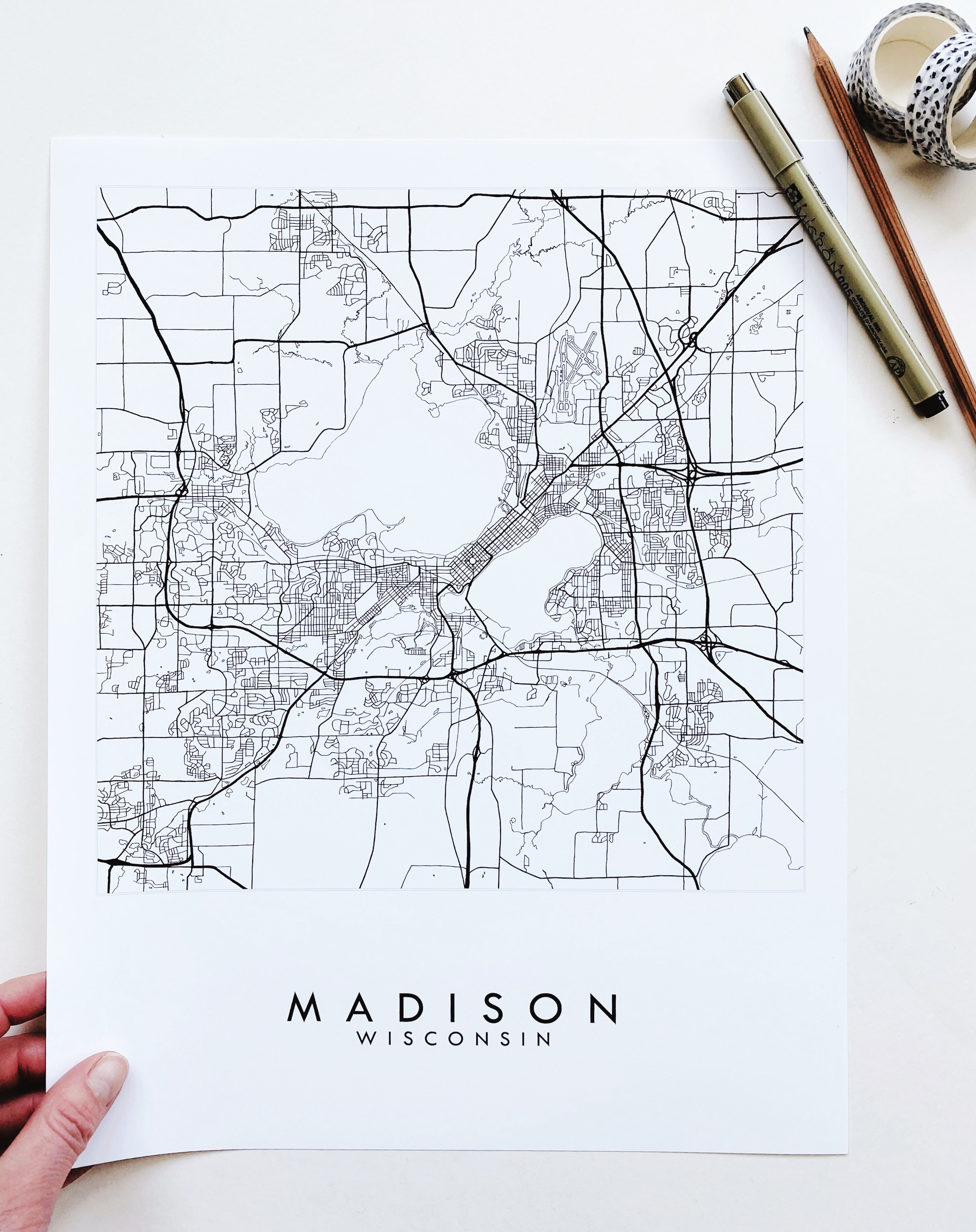 MADISON Wisconsin City Lines Map: PRINT