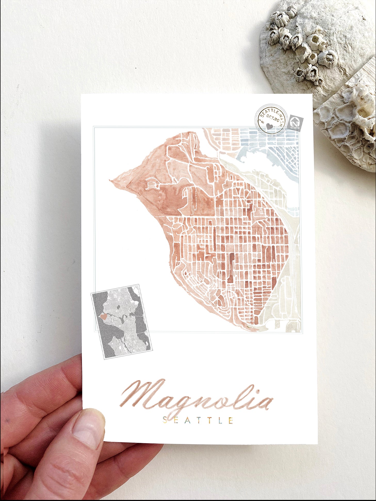 MAGNOLIA Seattle Neighborhood Map Postcard
