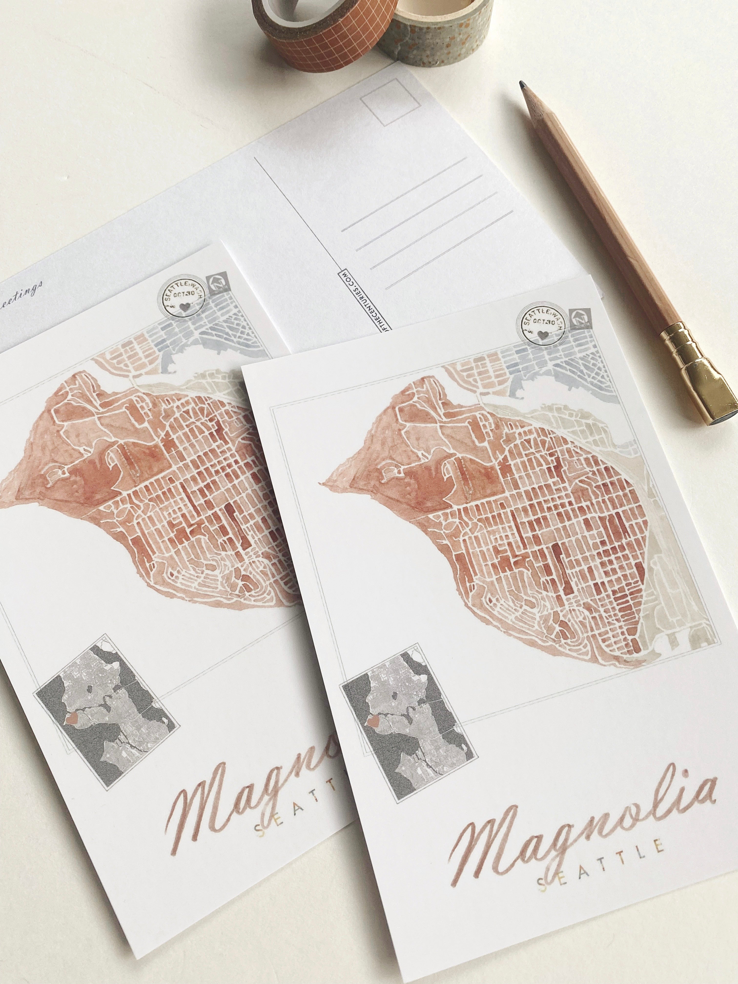MAGNOLIA Seattle Neighborhood Map Postcard