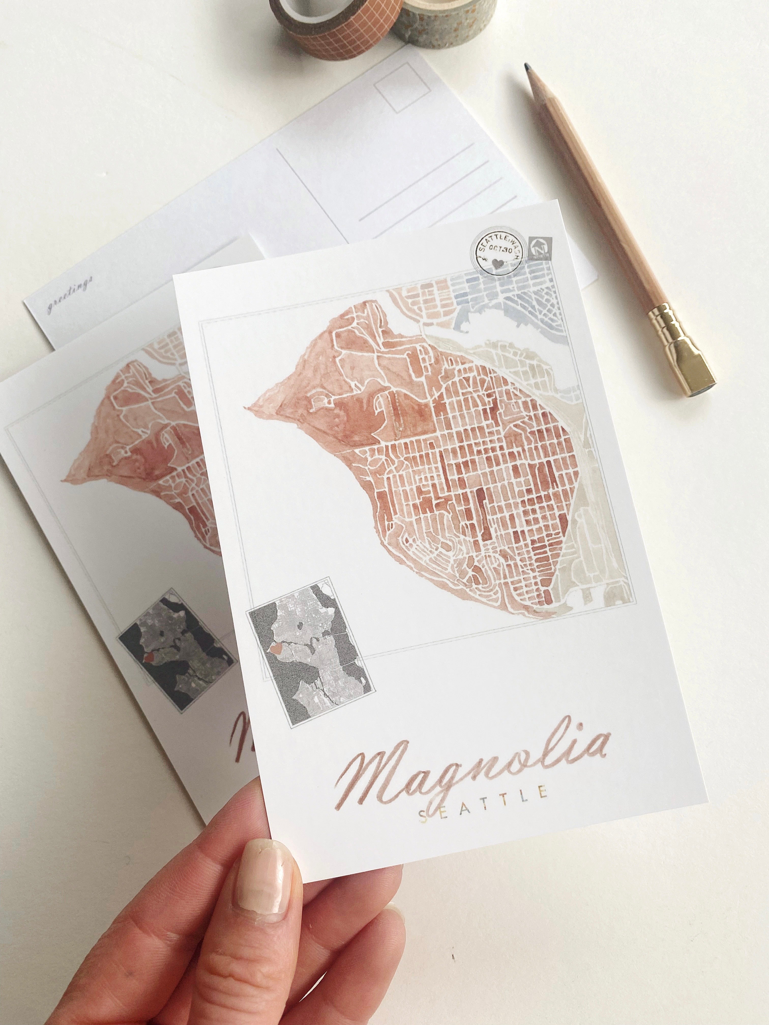 MAGNOLIA Seattle Neighborhood Map Postcard
