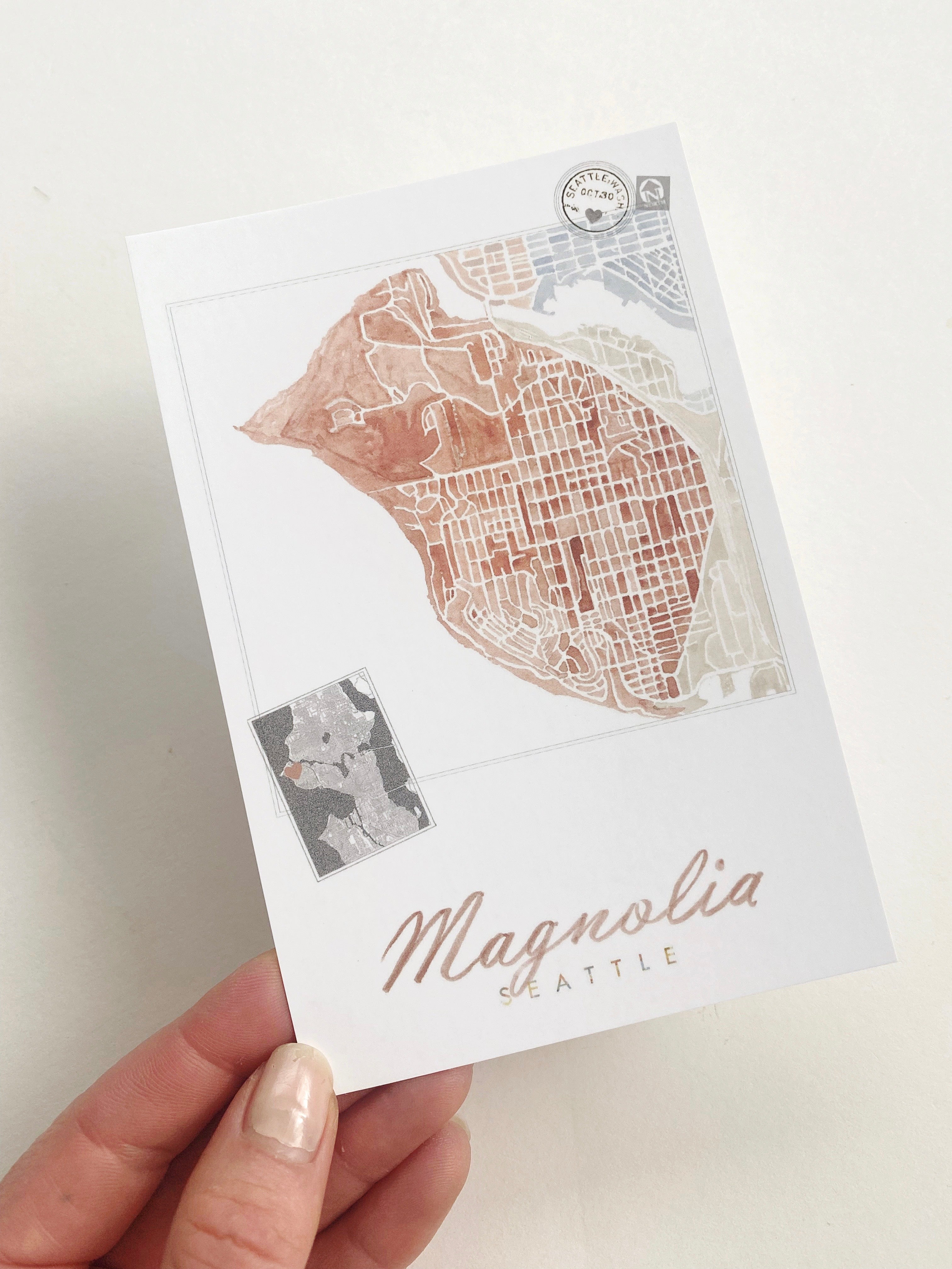 MAGNOLIA Seattle Neighborhood Map Postcard
