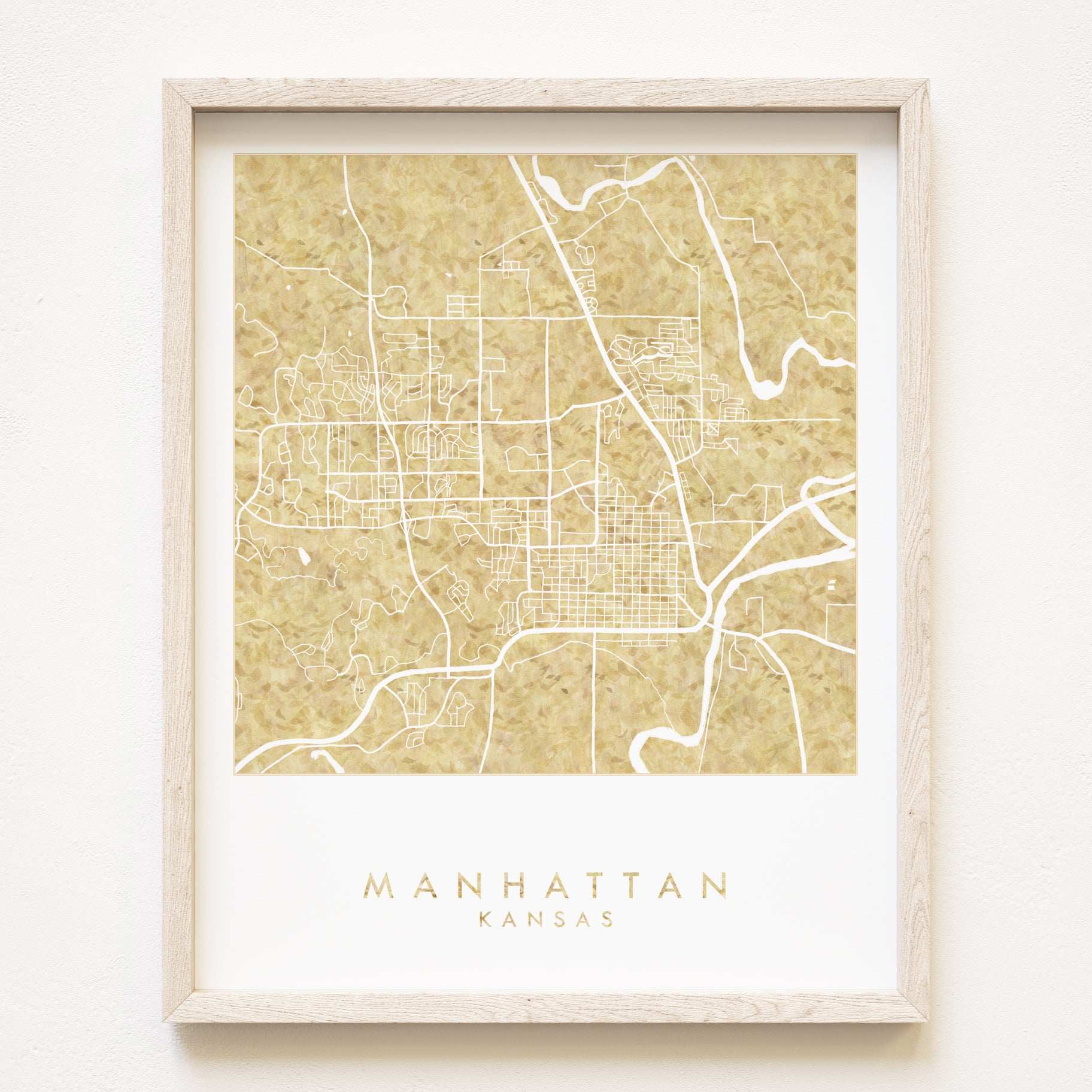 MANHATTAN Kansas Watercolor Map: PRINT