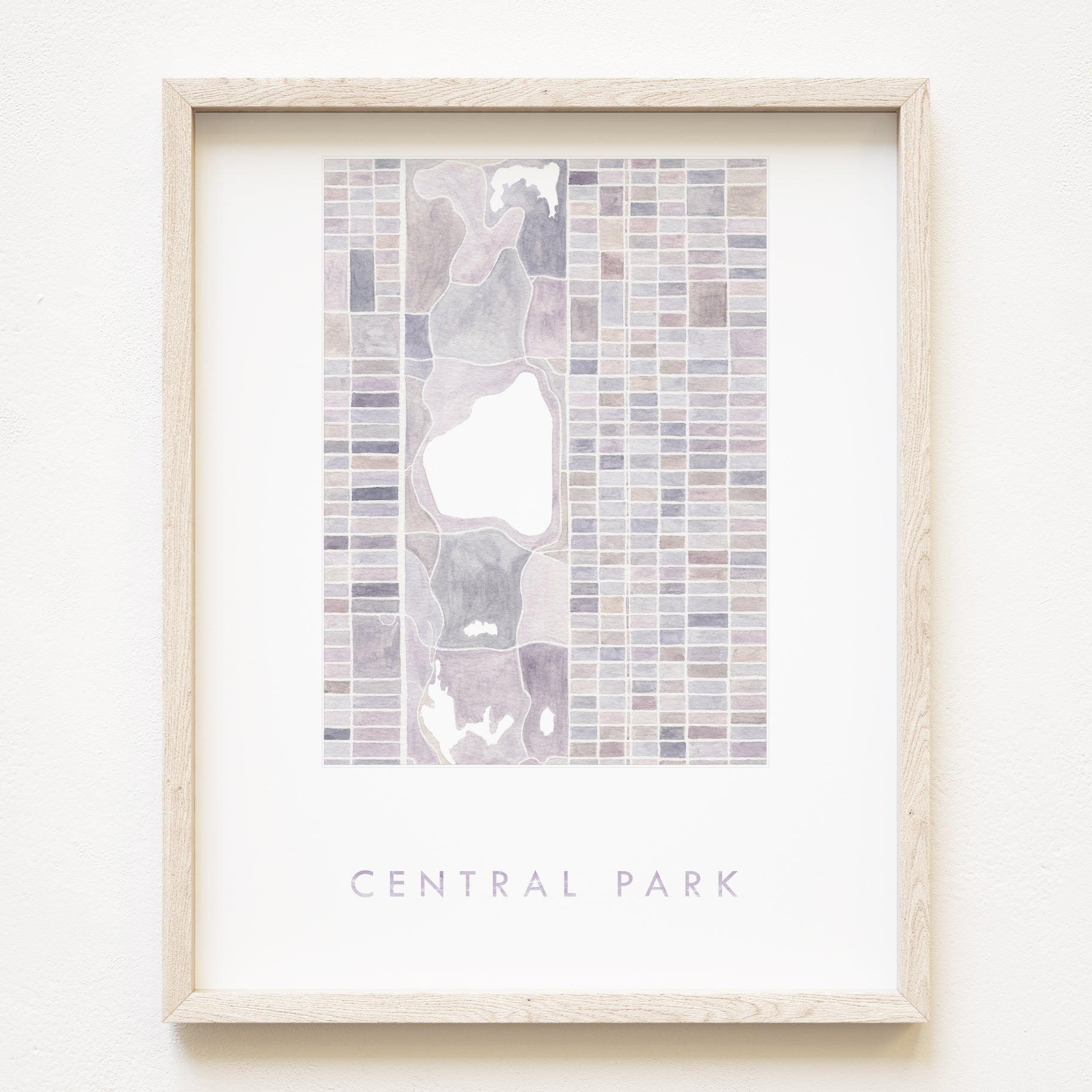 Central Park MANHATTAN Watercolor City Blocks Map: PRINT