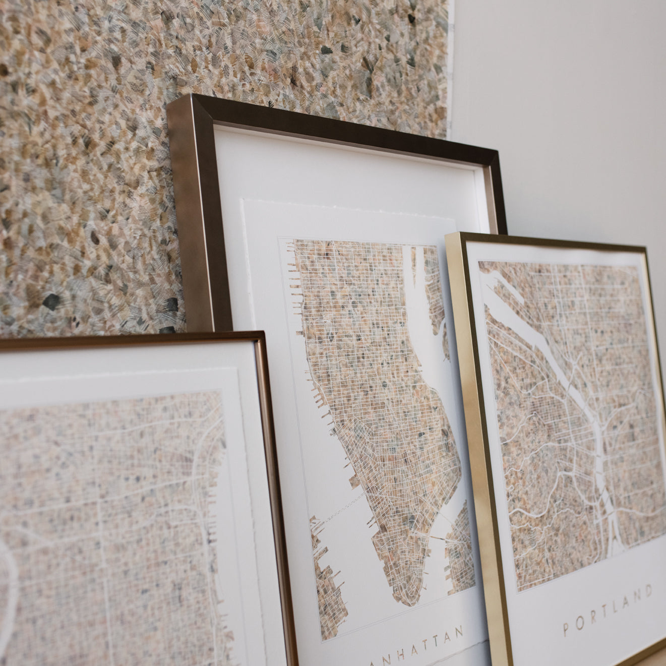 Custom YOUR CITY: Painted "Urban Fabrics" Map: PRINT: Wholesale Only