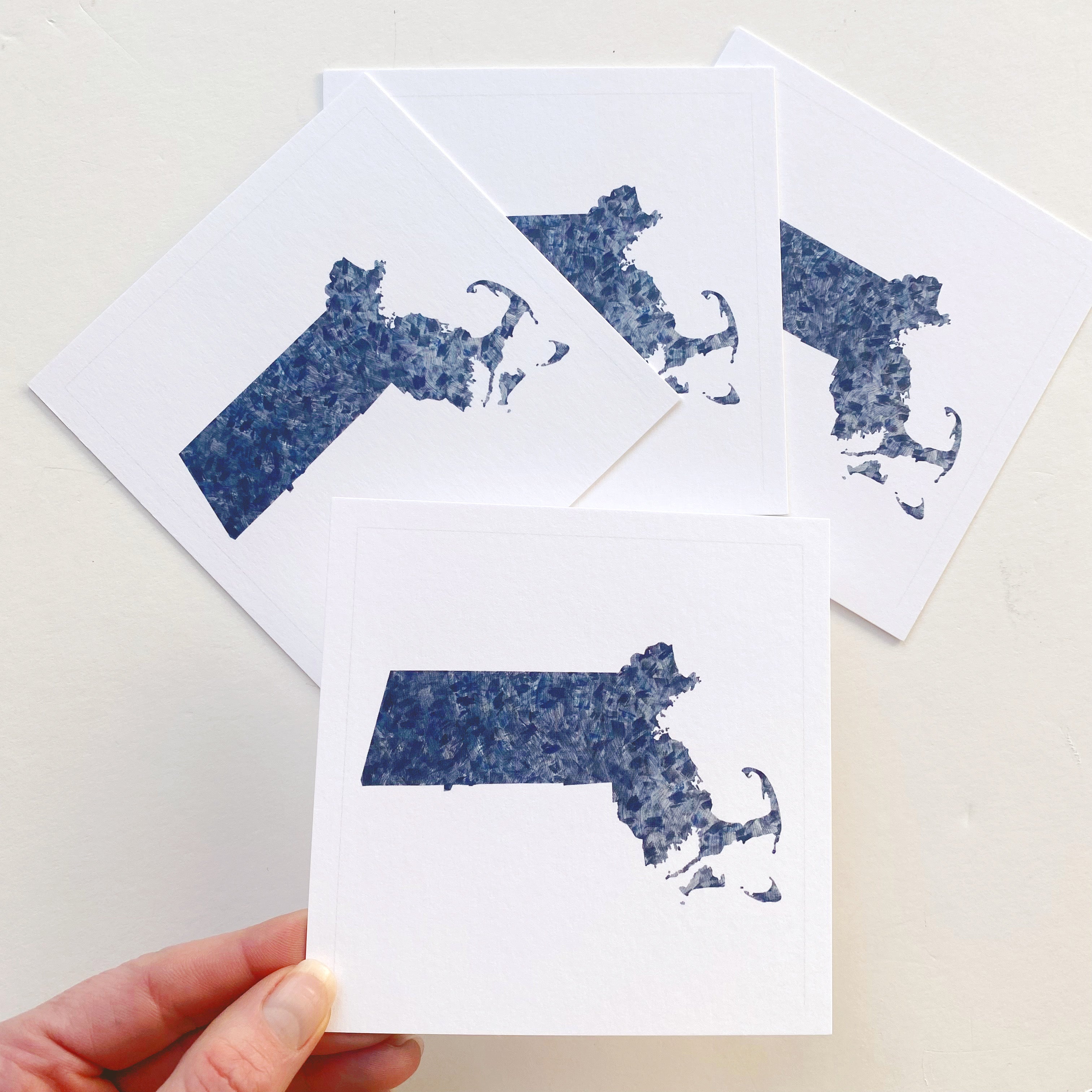 MASSACHUSETTS Painted State Map SQUARE Postcard