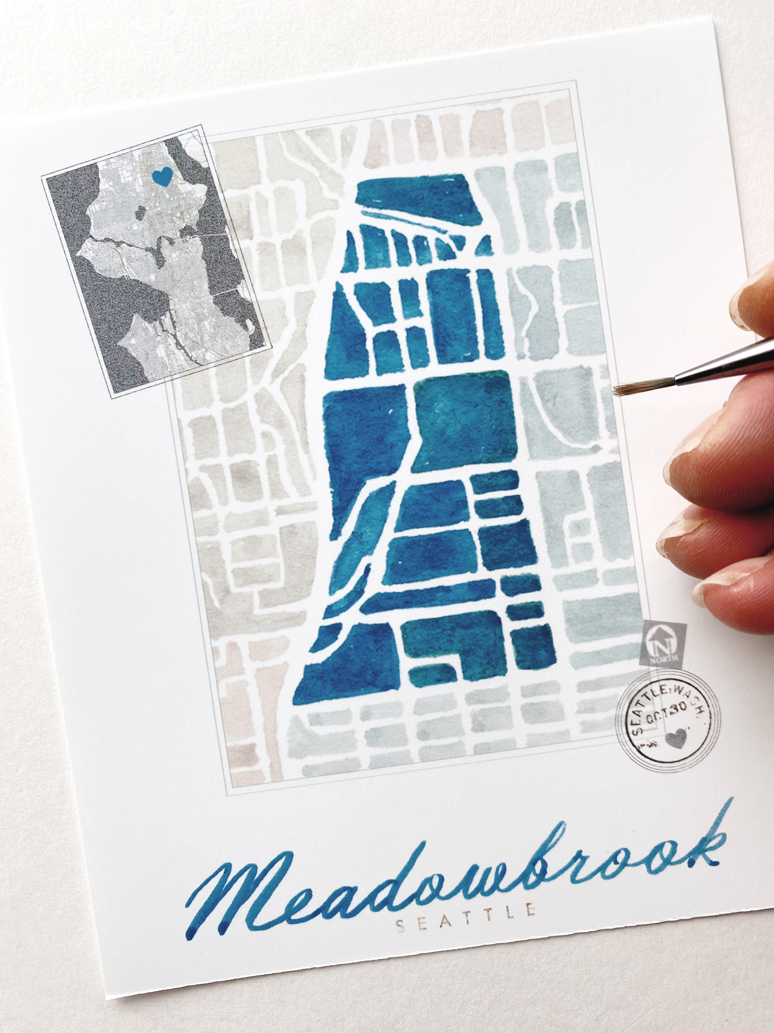 Meadowbrook SEATTLE Neighborhood Watercolor Map: PRINT