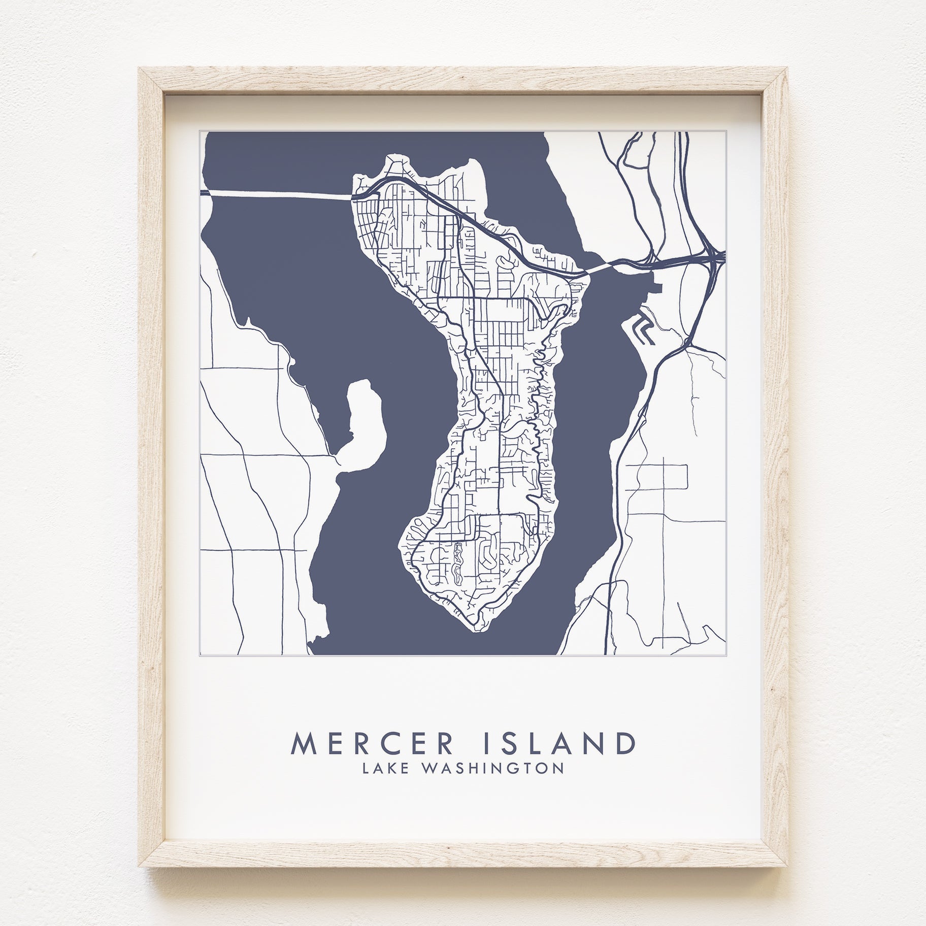MERCER ISLAND Washington Hand Drawn "Blueprint" Map: PRINT