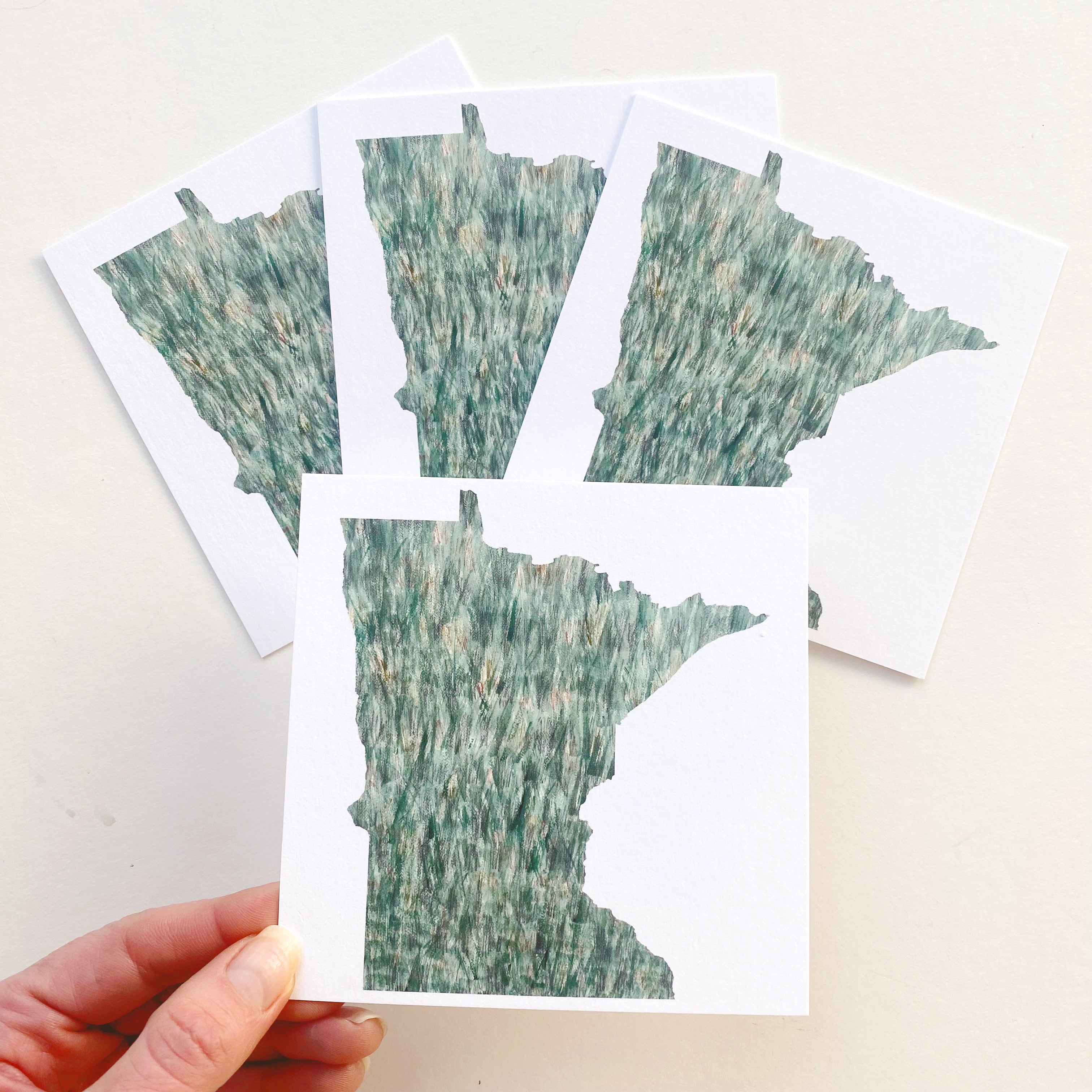 MINNESOTA Painted State Map SQUARE Postcard (grass)