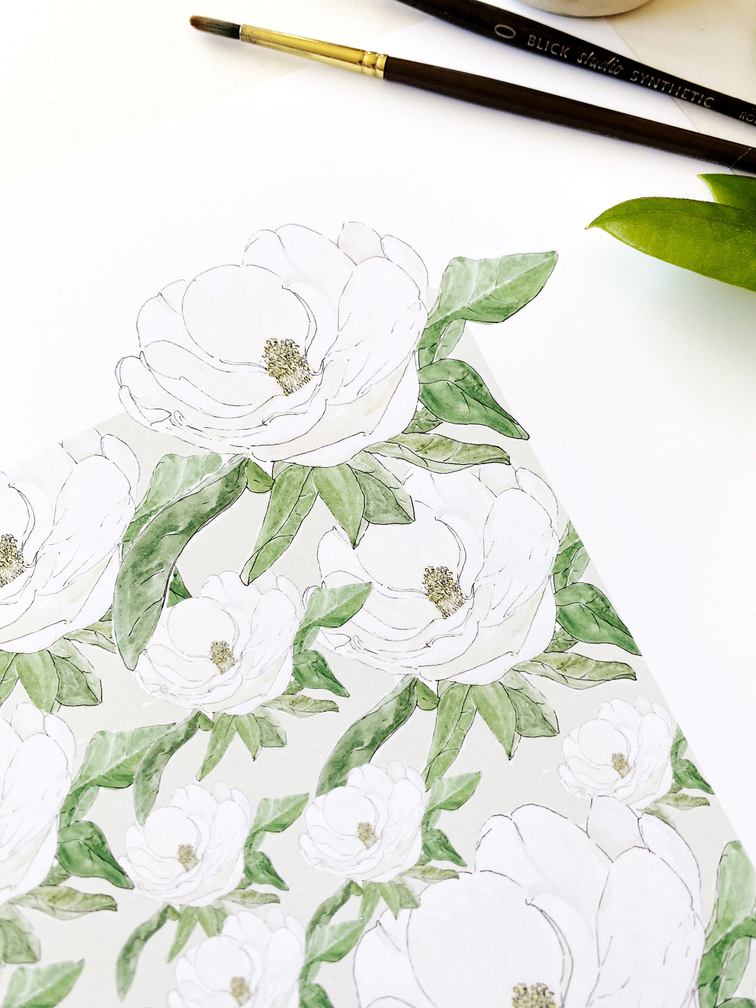 MISSISSIPPI State Flower Map: Magnolia: PRINT