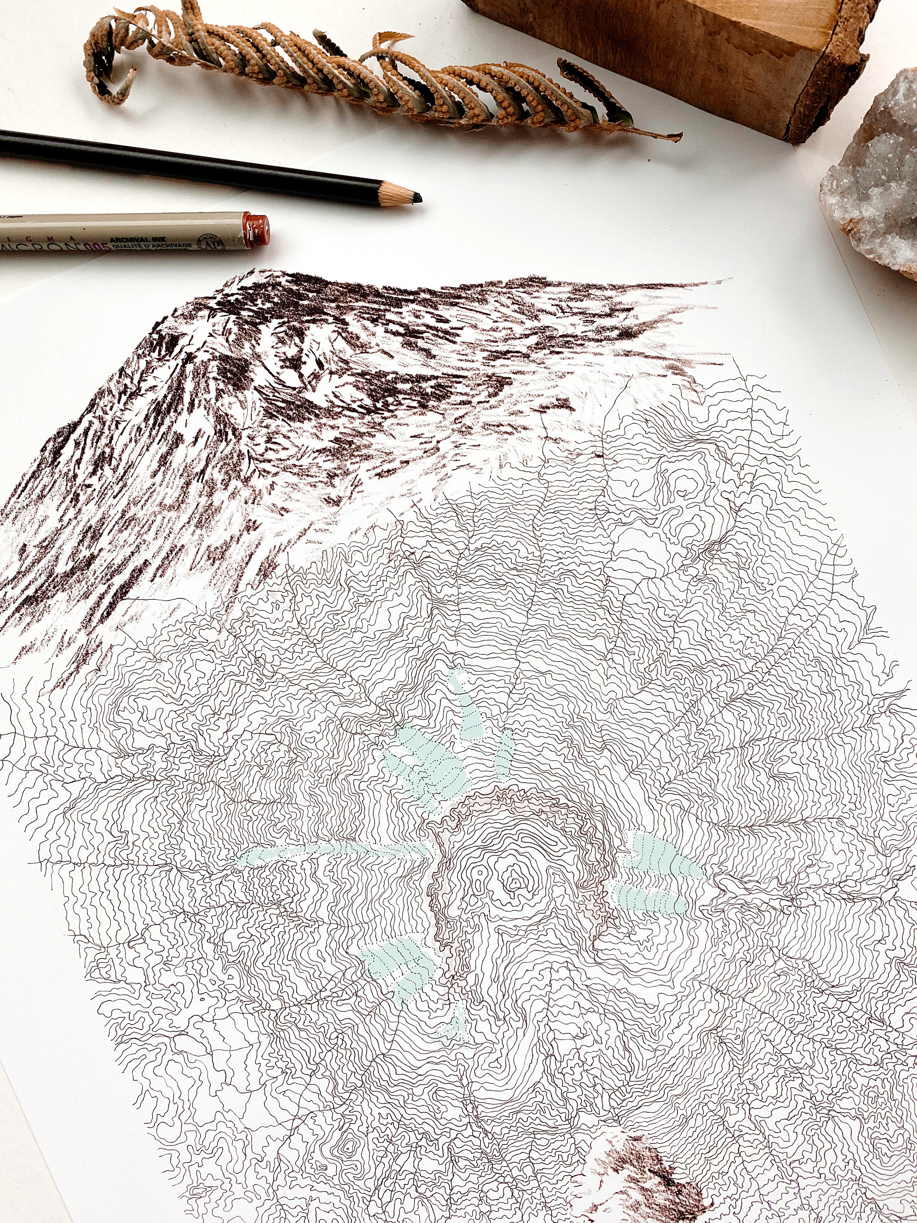 Mount ST HELENS Washington Topo Map + Mountain Sketches: PRINT