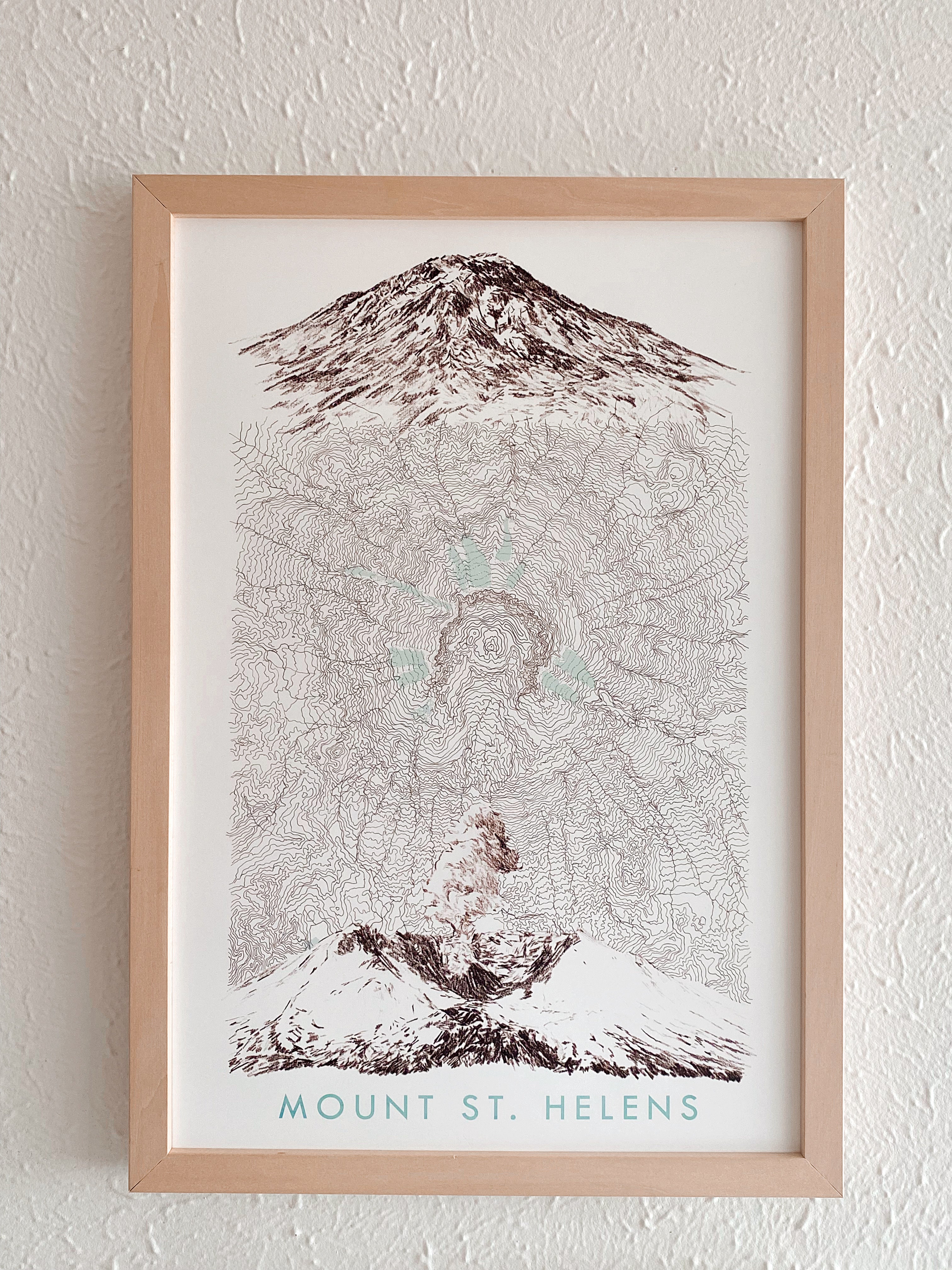 Mount ST HELENS Washington Topo Map + Mountain Sketches: PRINT