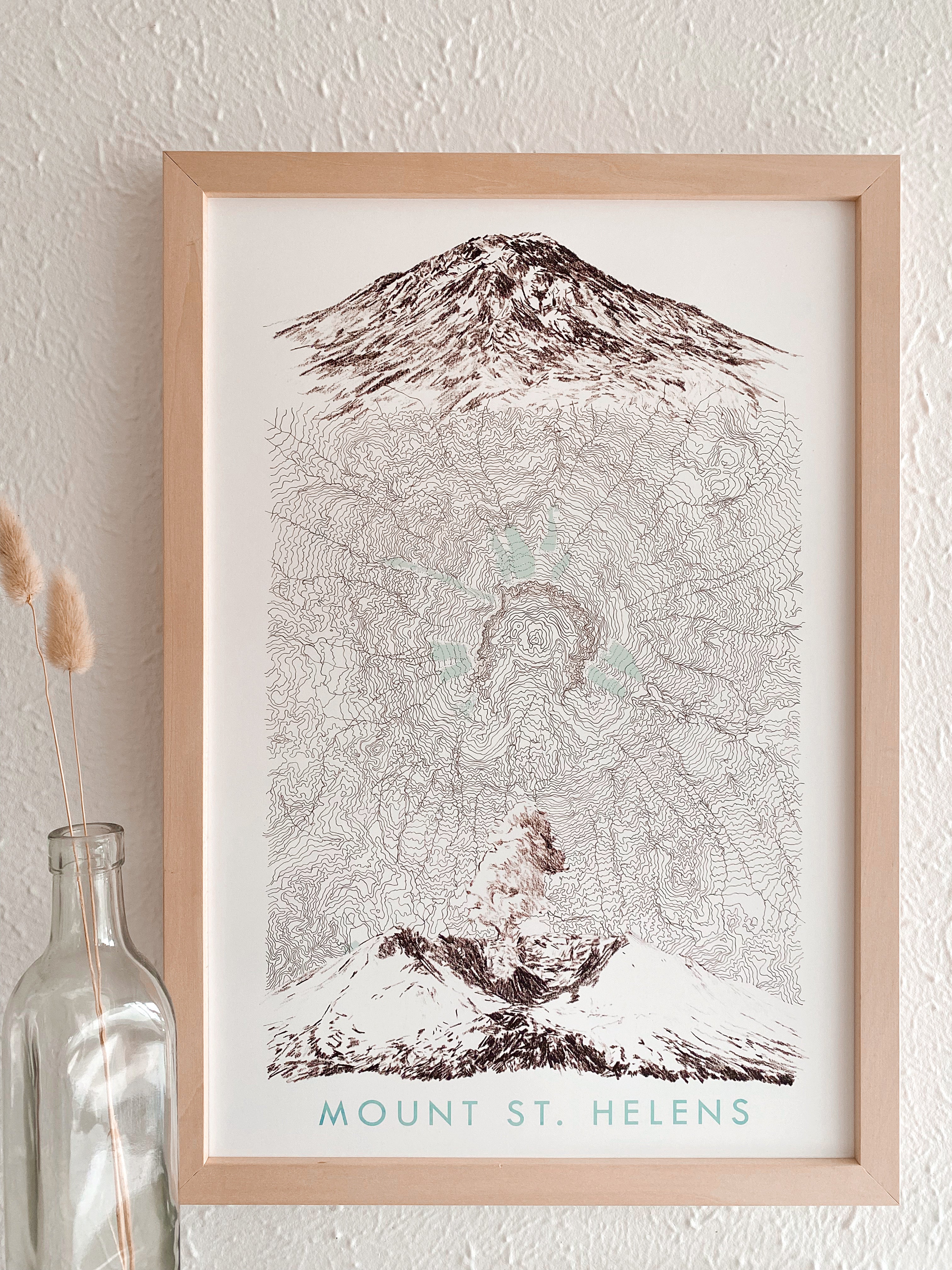 Mount ST HELENS Washington Topo Map + Mountain Sketches: PRINT