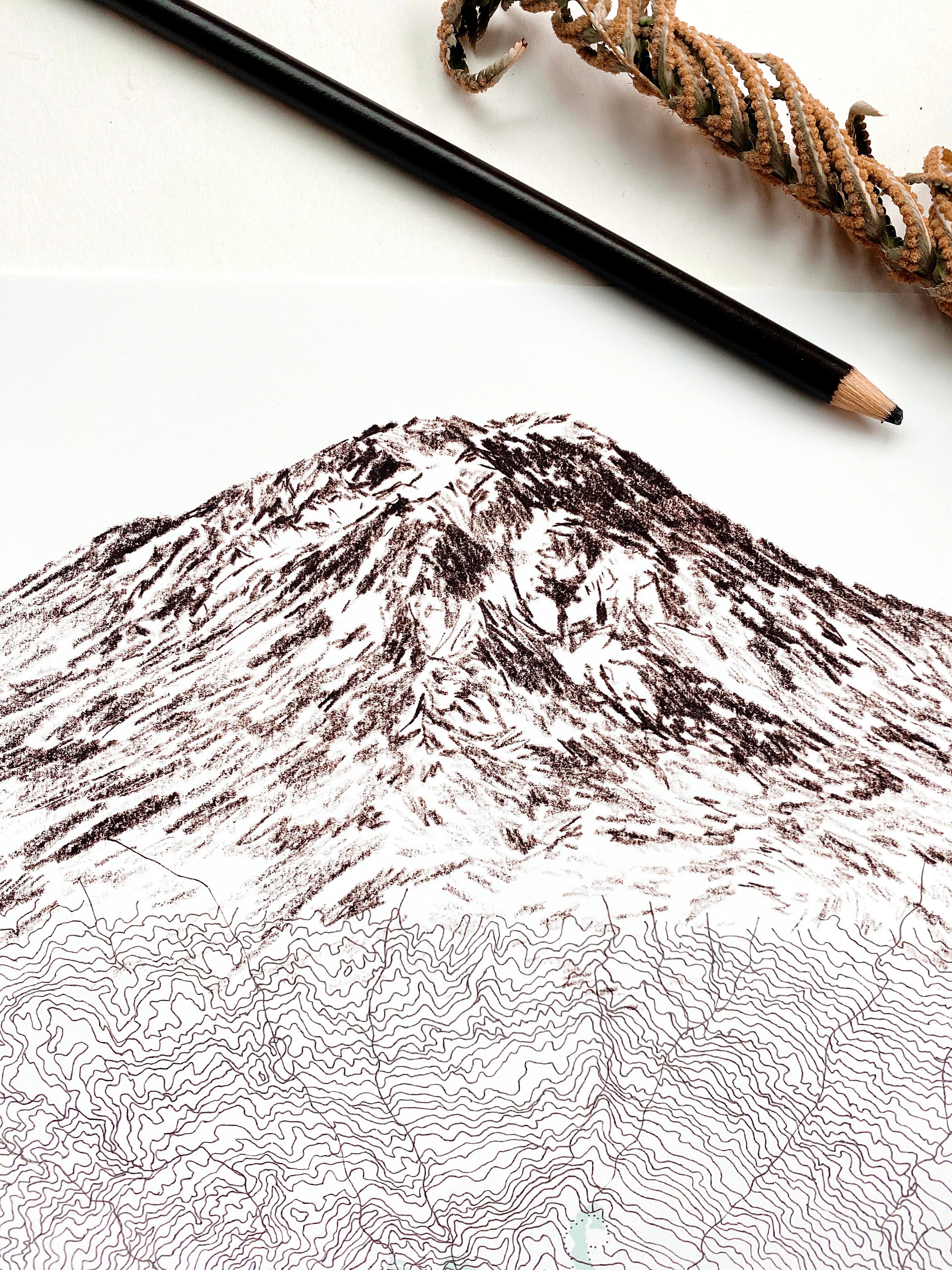 Mount ST HELENS Washington Topo Map + Mountain Sketches: PRINT