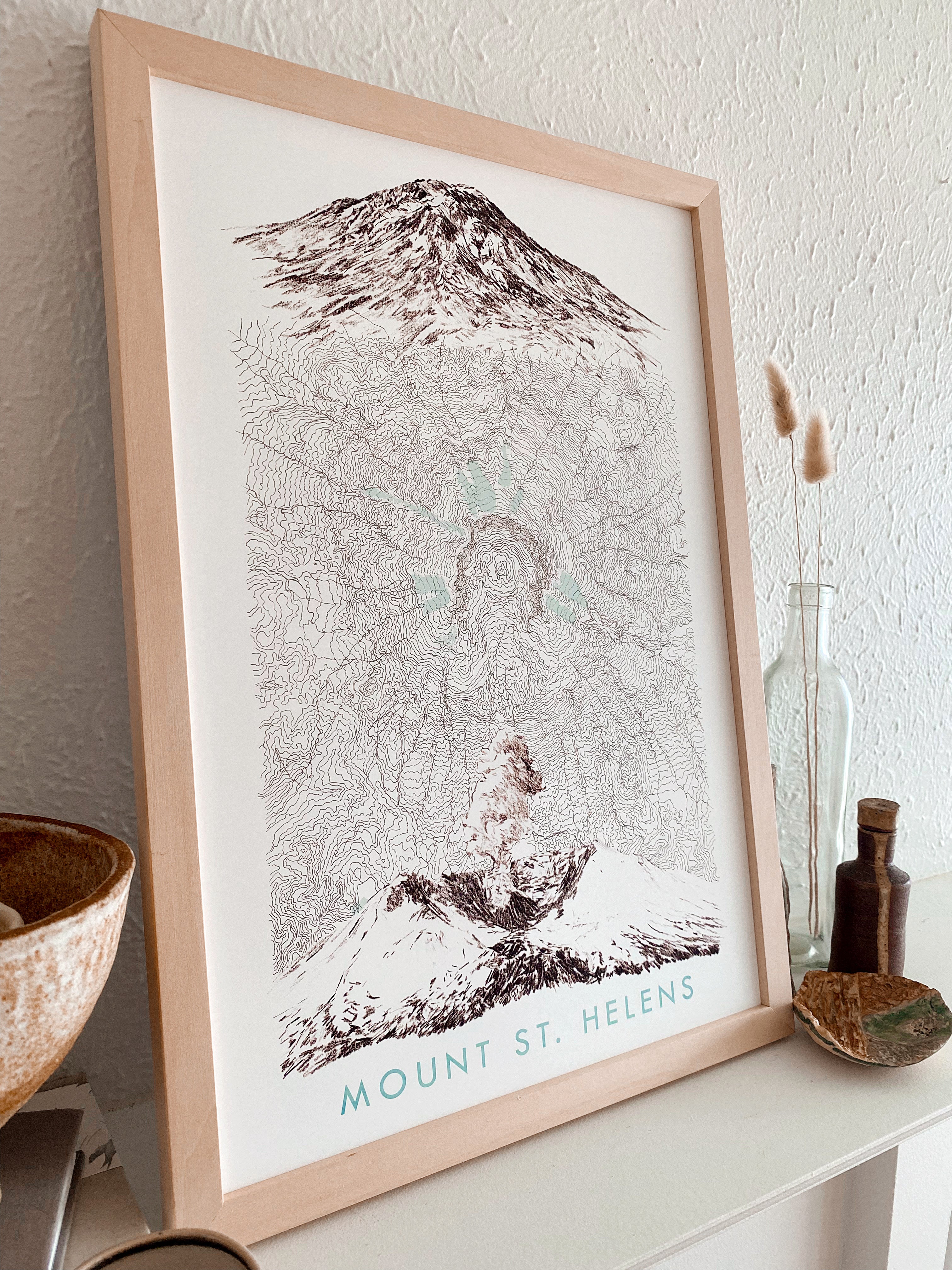 Mount ST HELENS Washington Topo Map + Mountain Sketches: PRINT