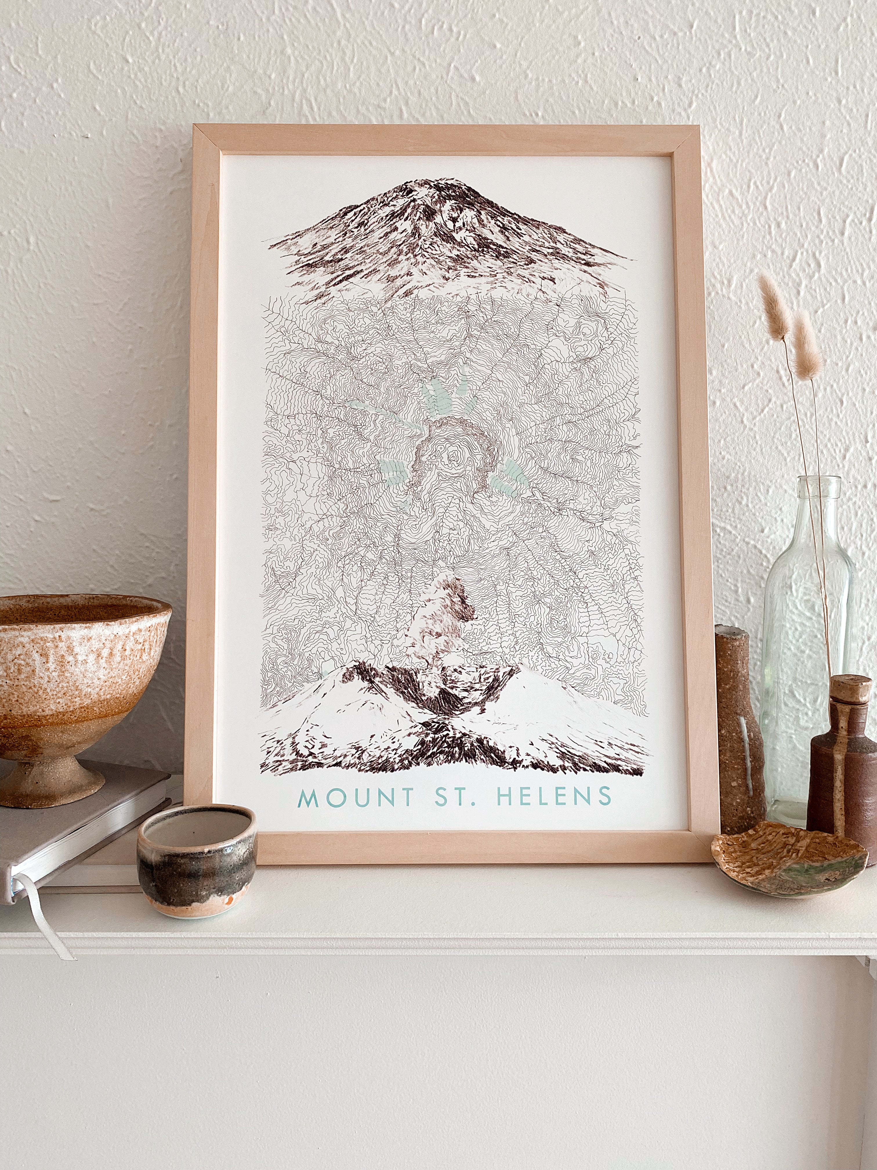 Mount ST HELENS Washington Topo Map + Mountain Sketches: PRINT