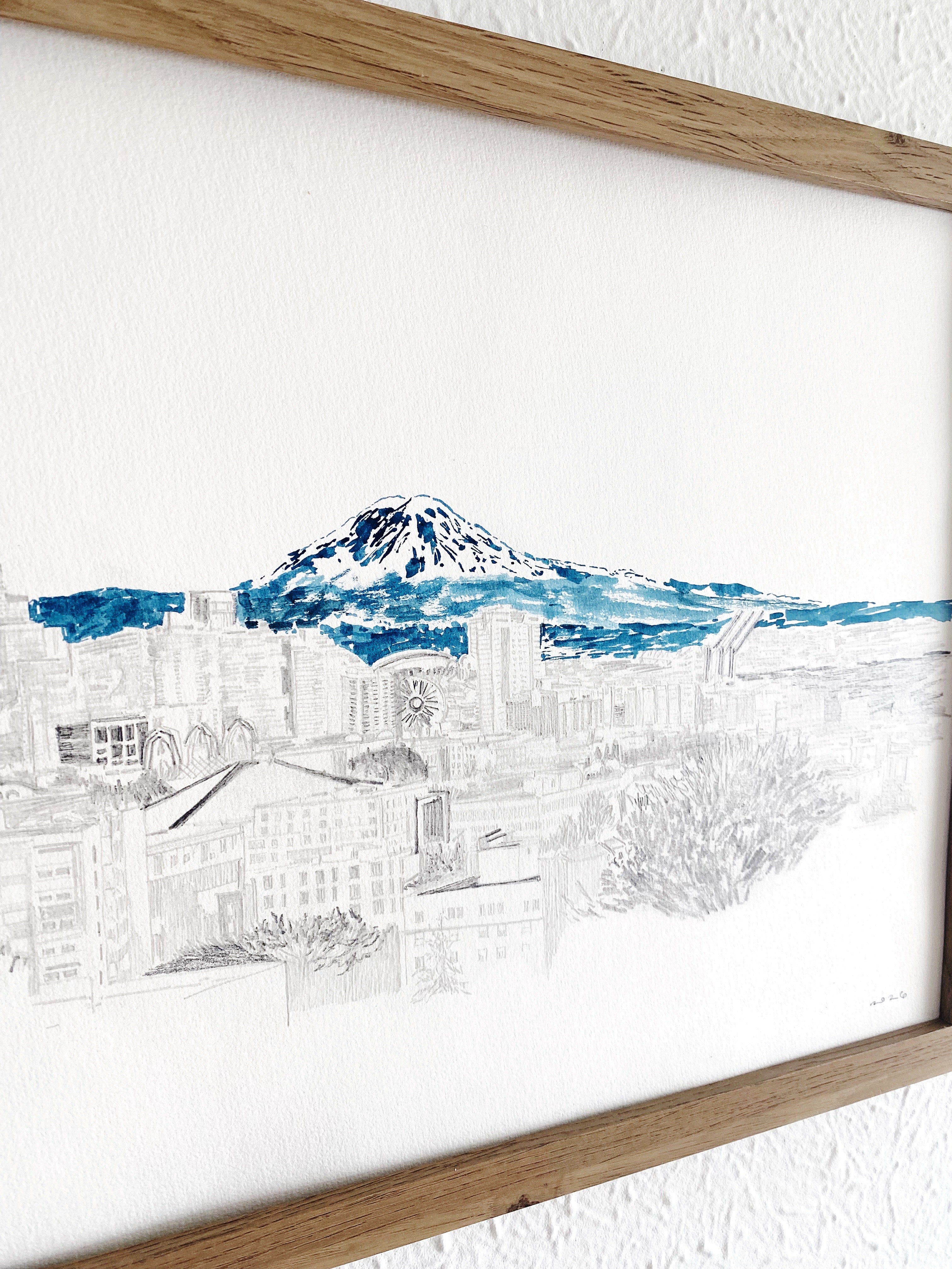 SEATTLE + TAHOMA / Mount Rainier, Washington USA Mountain Art