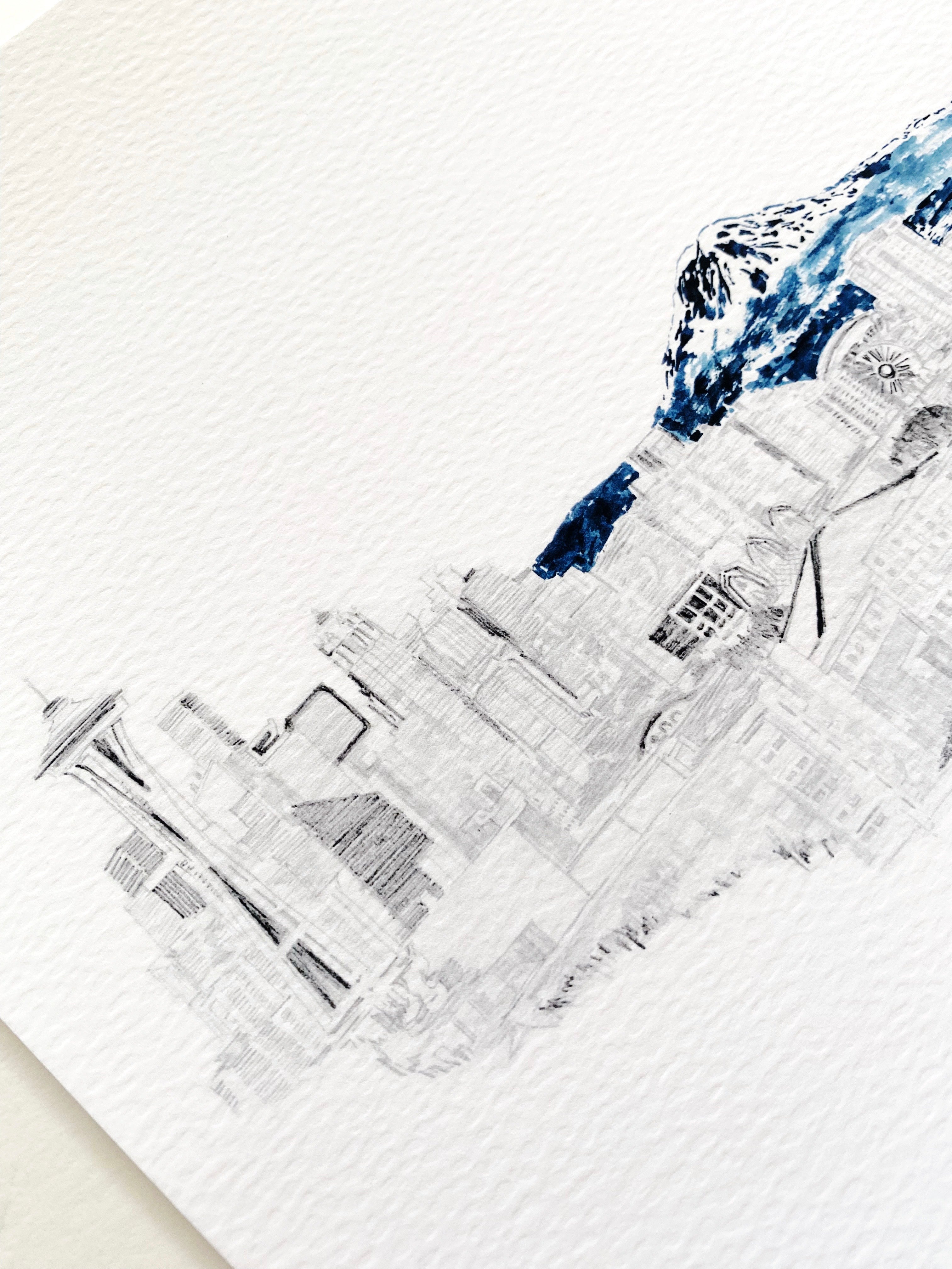 SEATTLE + TAHOMA / Mount Rainier, Washington USA Mountain Art