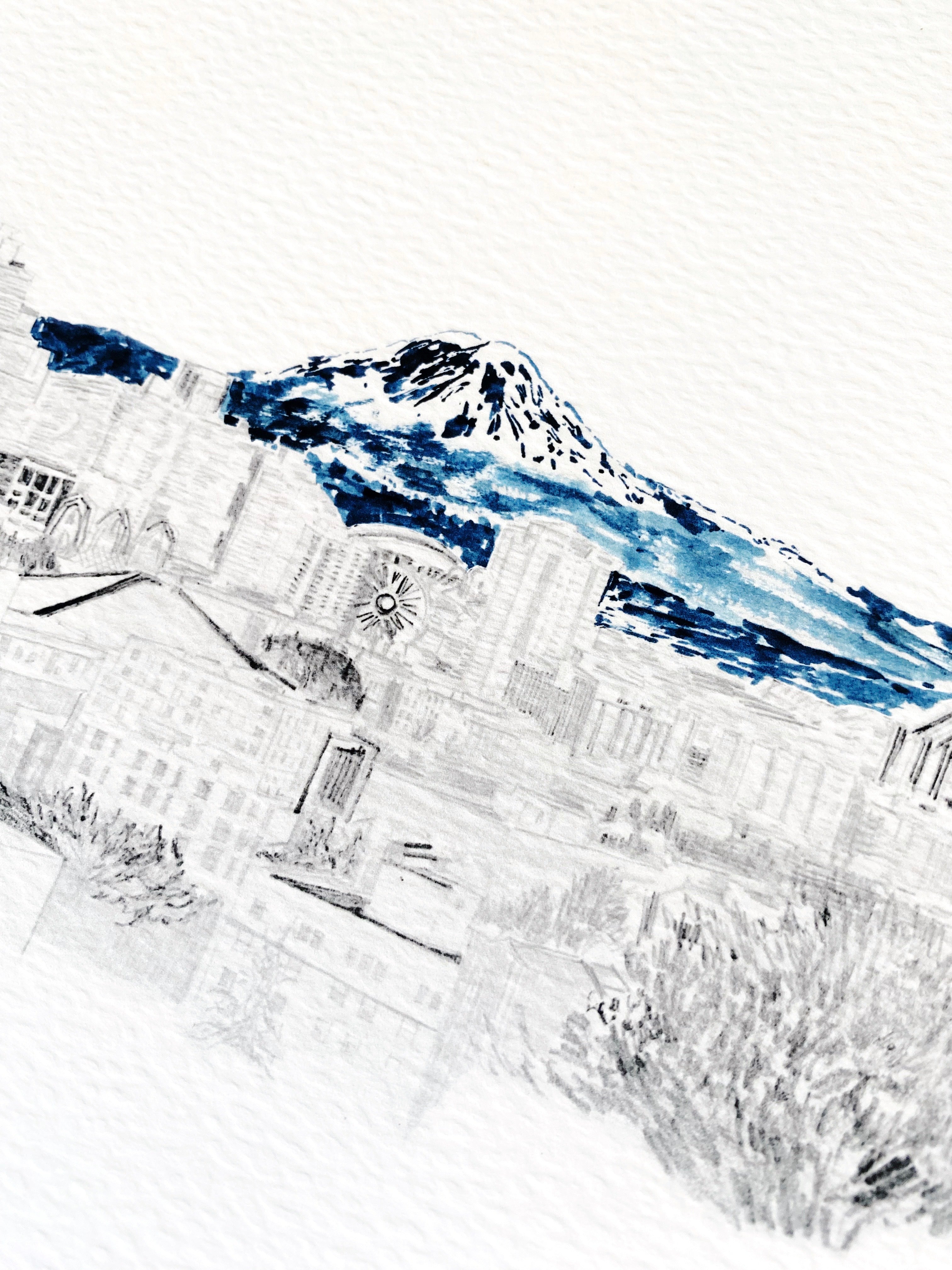 SEATTLE + TAHOMA / Mount Rainier, Washington USA Mountain Art