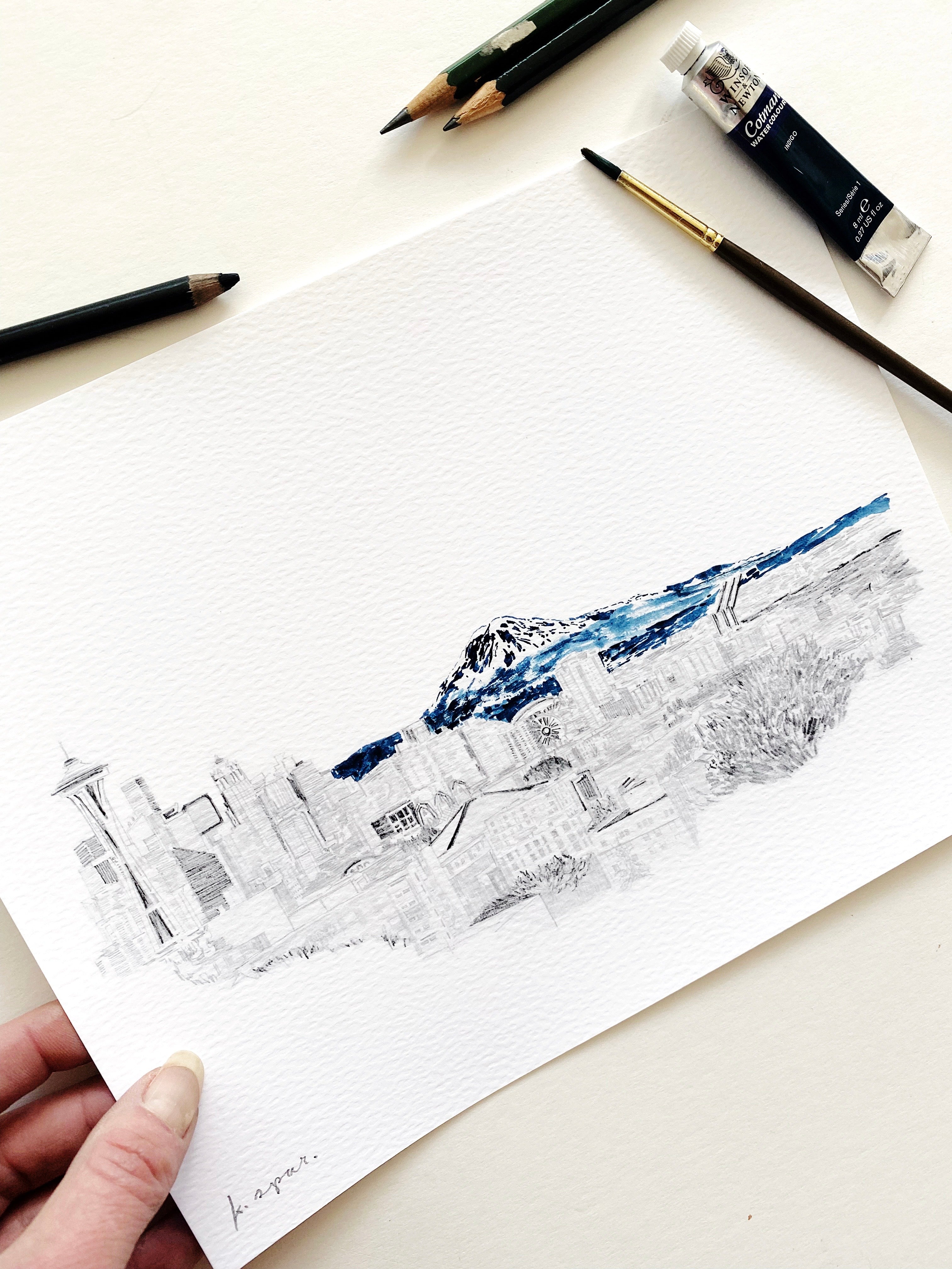 SEATTLE + TAHOMA / Mount Rainier, Washington USA Mountain Art