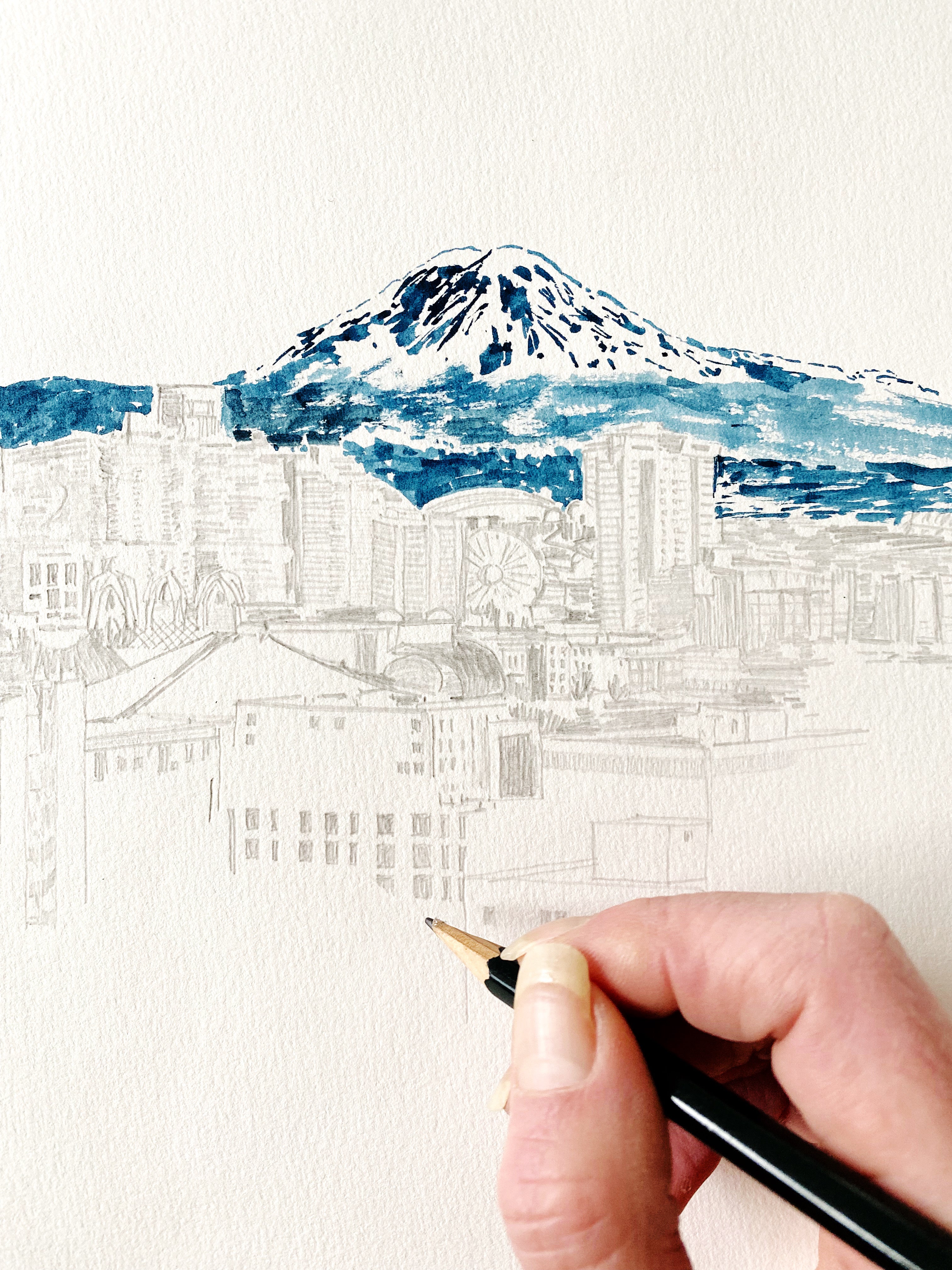 SEATTLE + TAHOMA / Mount Rainier, Washington USA Mountain Art