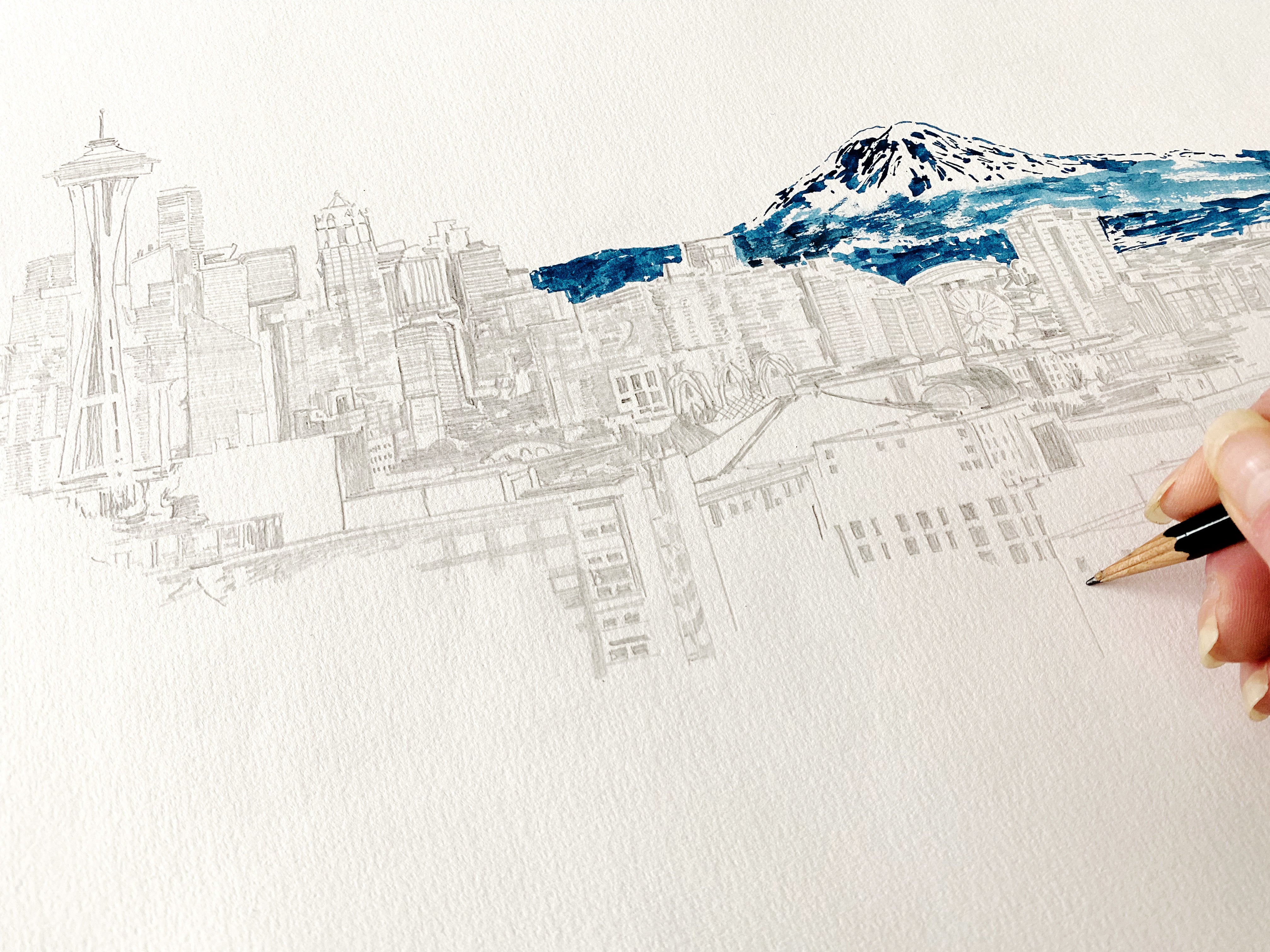 SEATTLE + TAHOMA / Mount Rainier, Washington USA Mountain Art