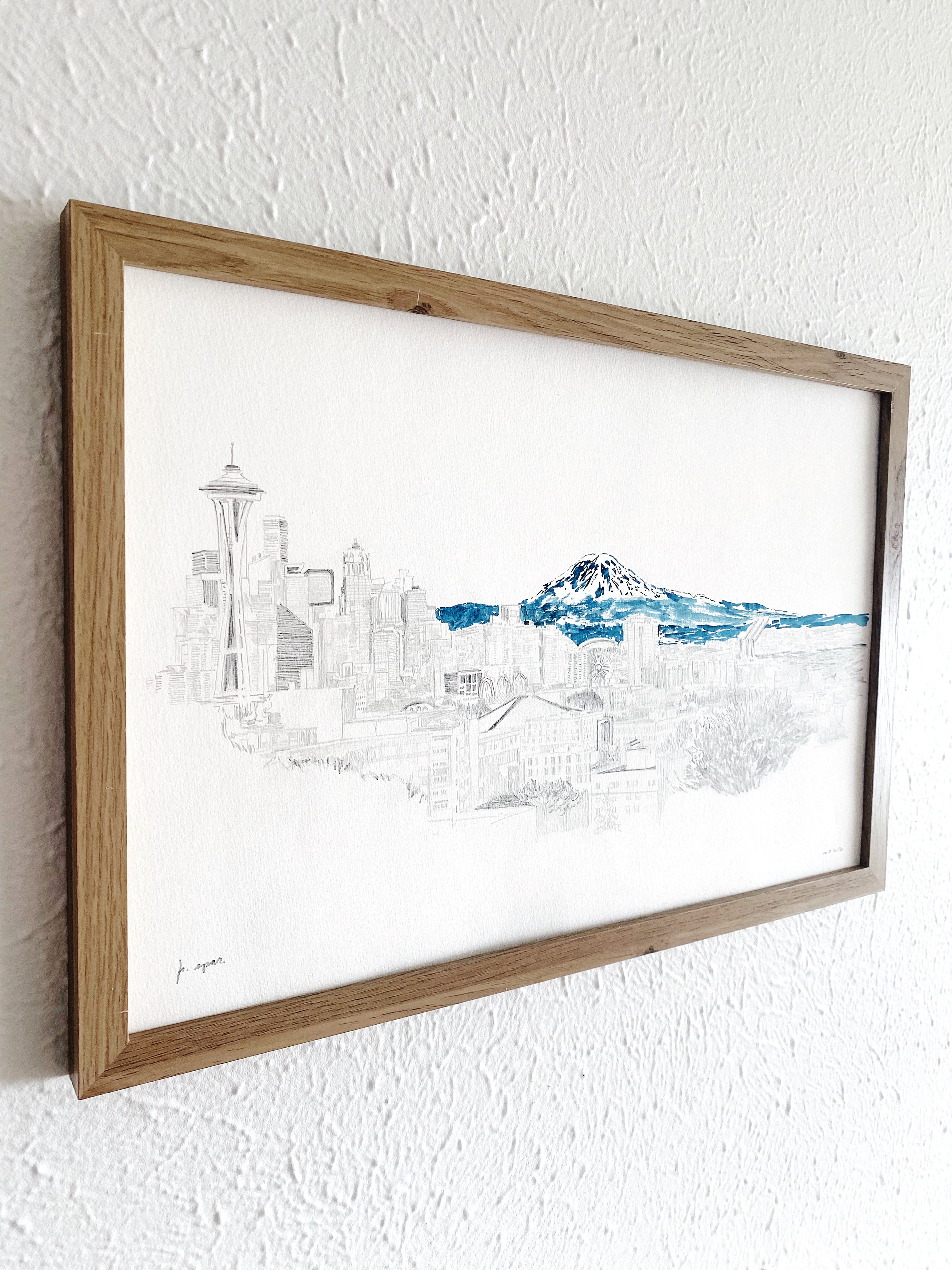 SEATTLE + TAHOMA / Mount Rainier, Washington USA Mountain Art