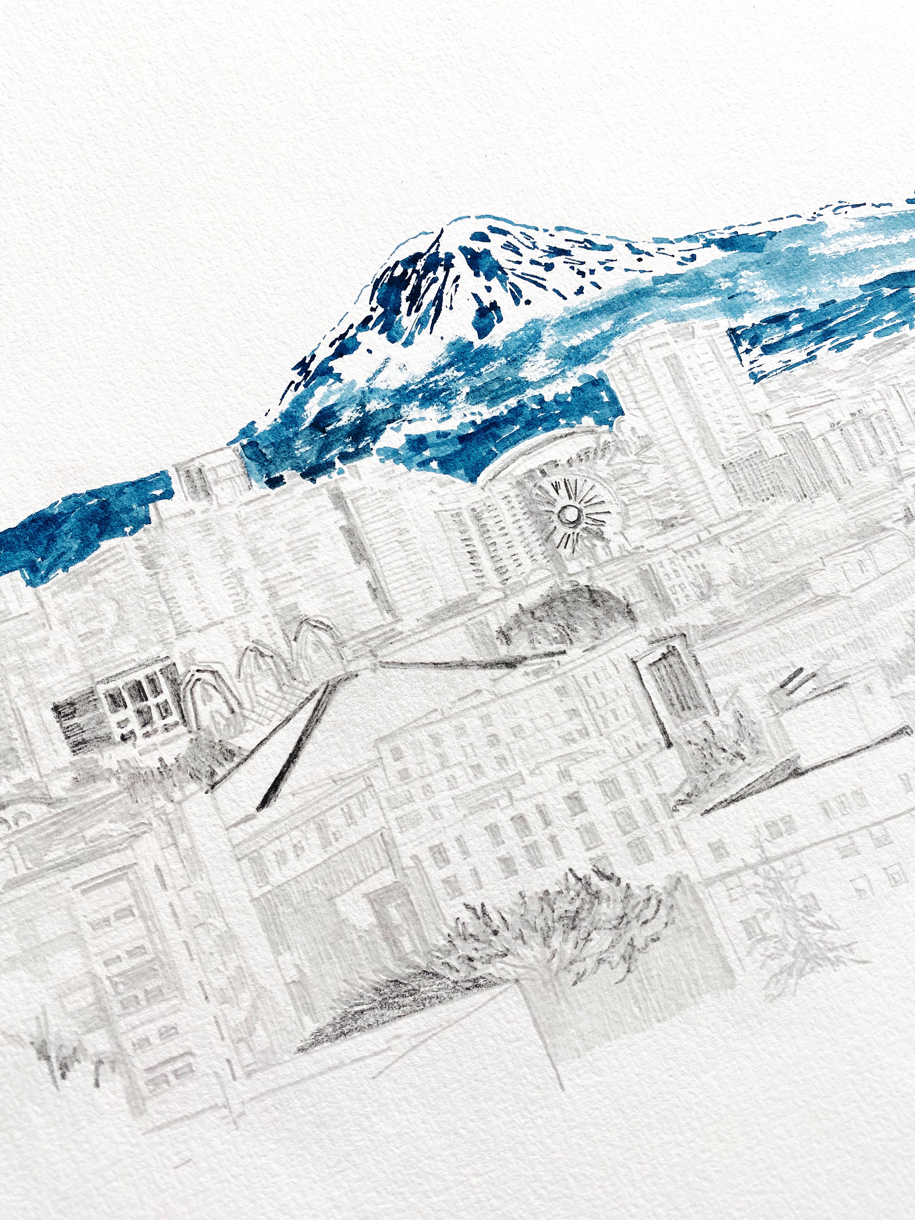 SEATTLE + TAHOMA / Mount Rainier, Washington USA Mountain Art