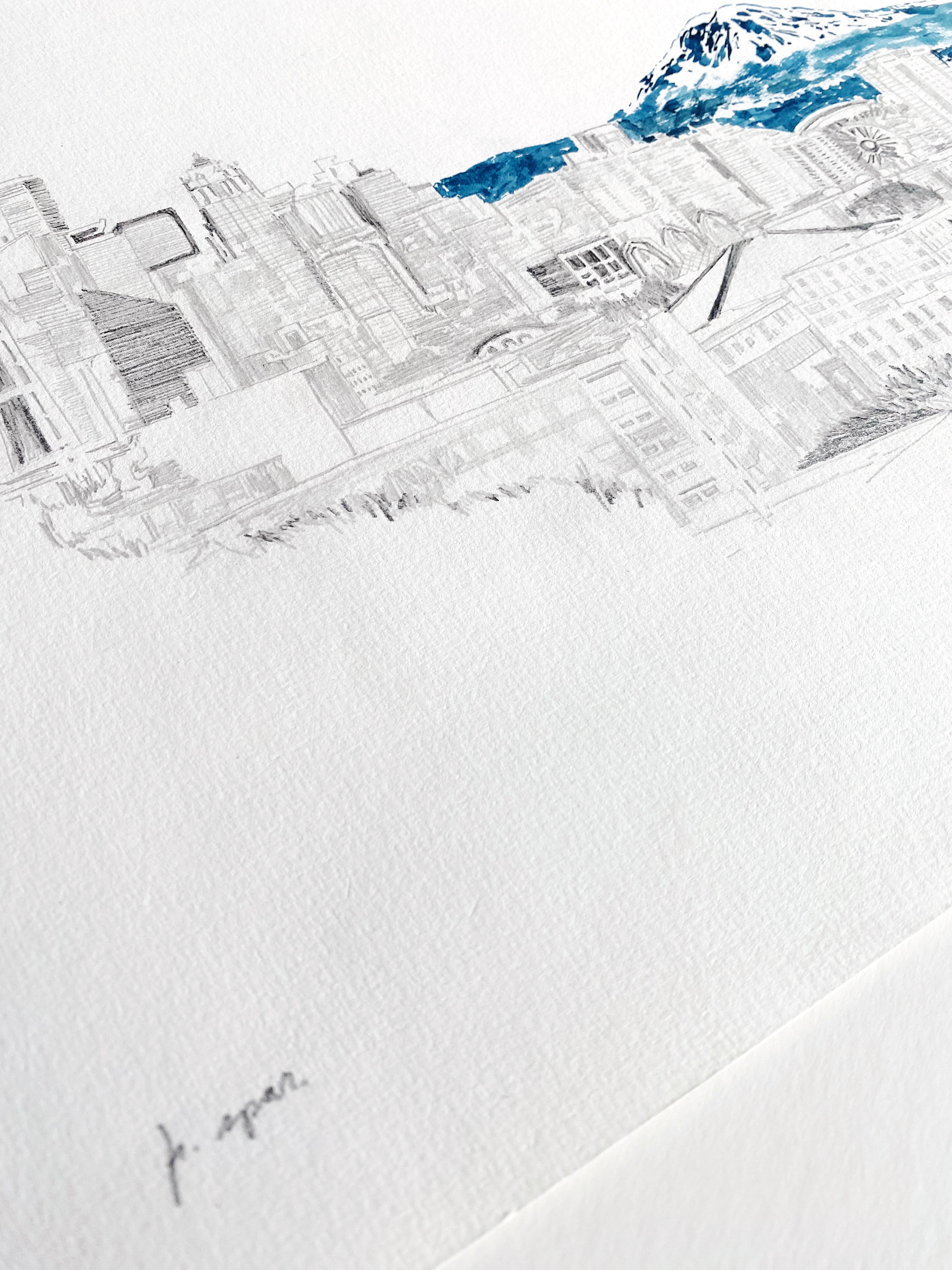 SEATTLE + TAHOMA / Mount Rainier, Washington USA Mountain Art