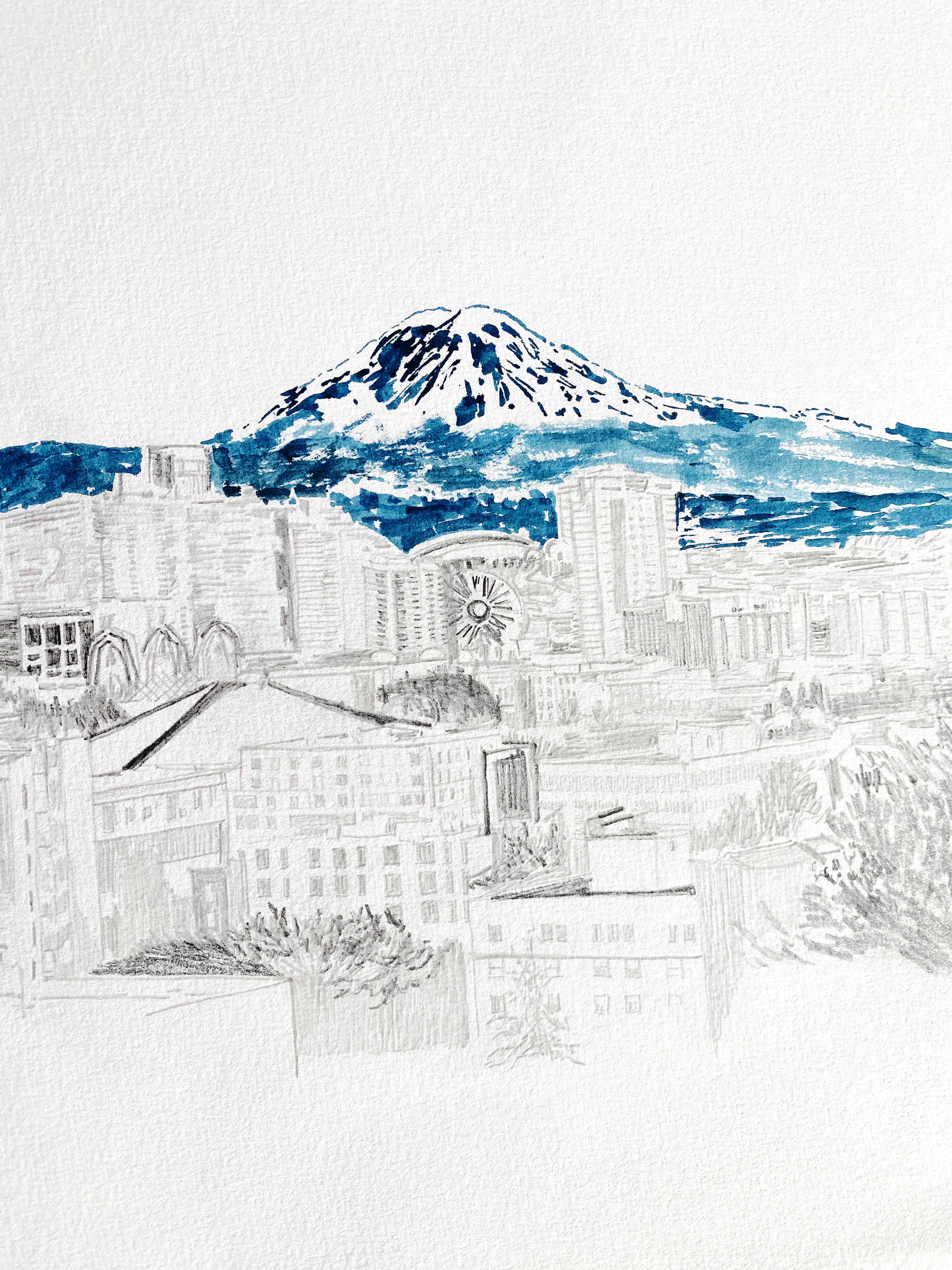 SEATTLE + TAHOMA / Mount Rainier, Washington USA Mountain Art