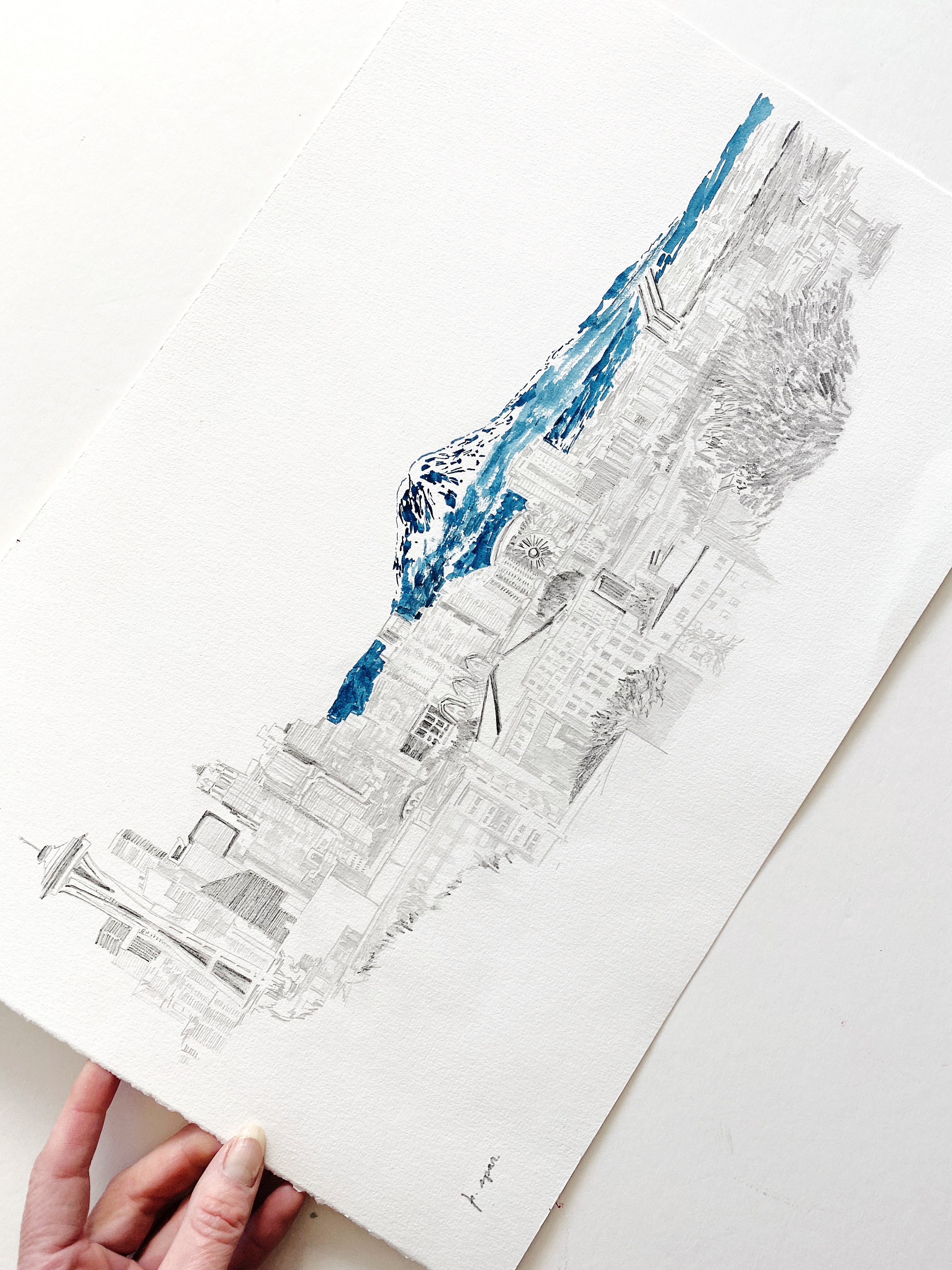 SEATTLE + TAHOMA / Mount Rainier, Washington USA Mountain Art