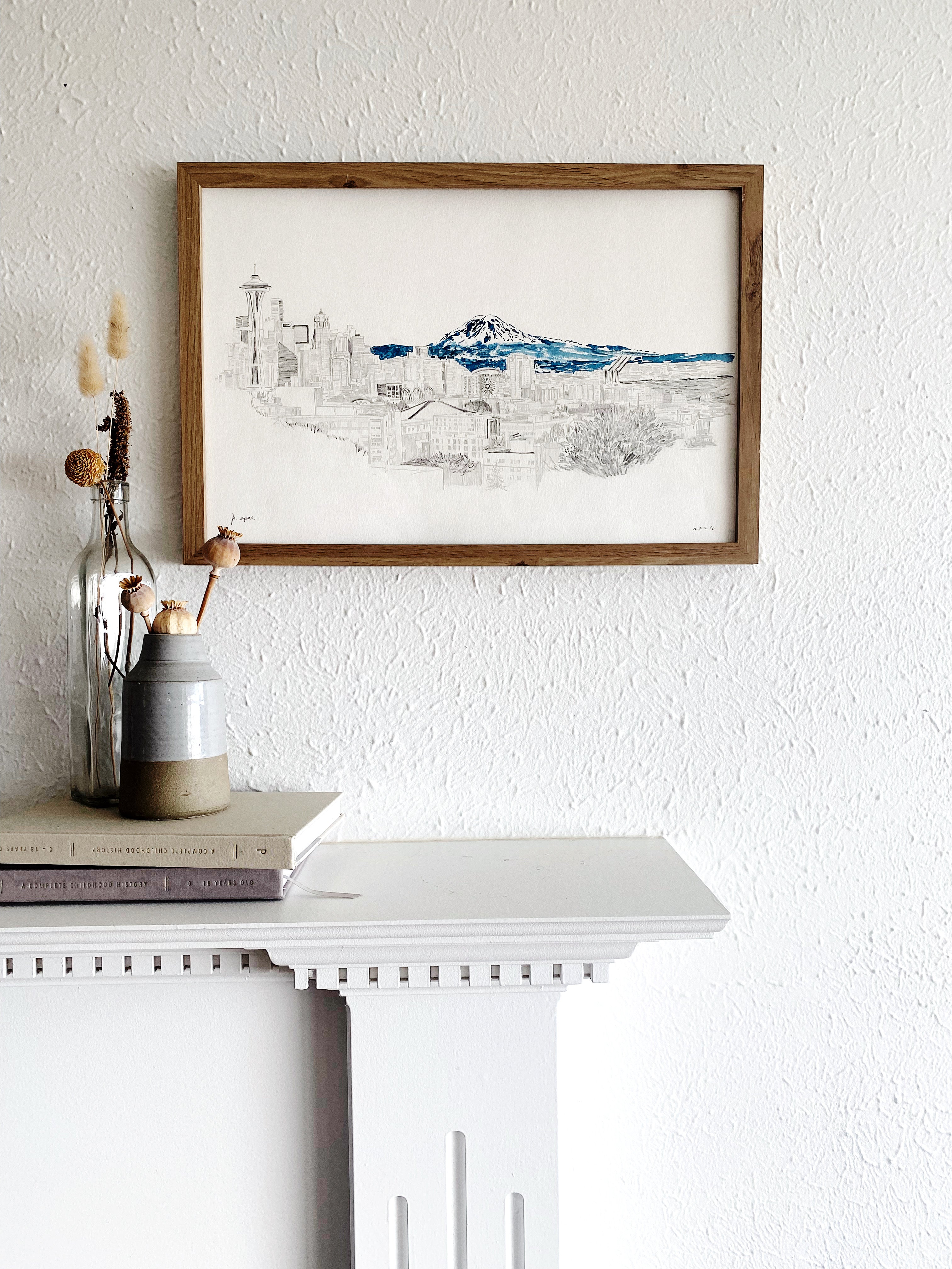 SEATTLE + TAHOMA / Mount Rainier, Washington USA Mountain Art