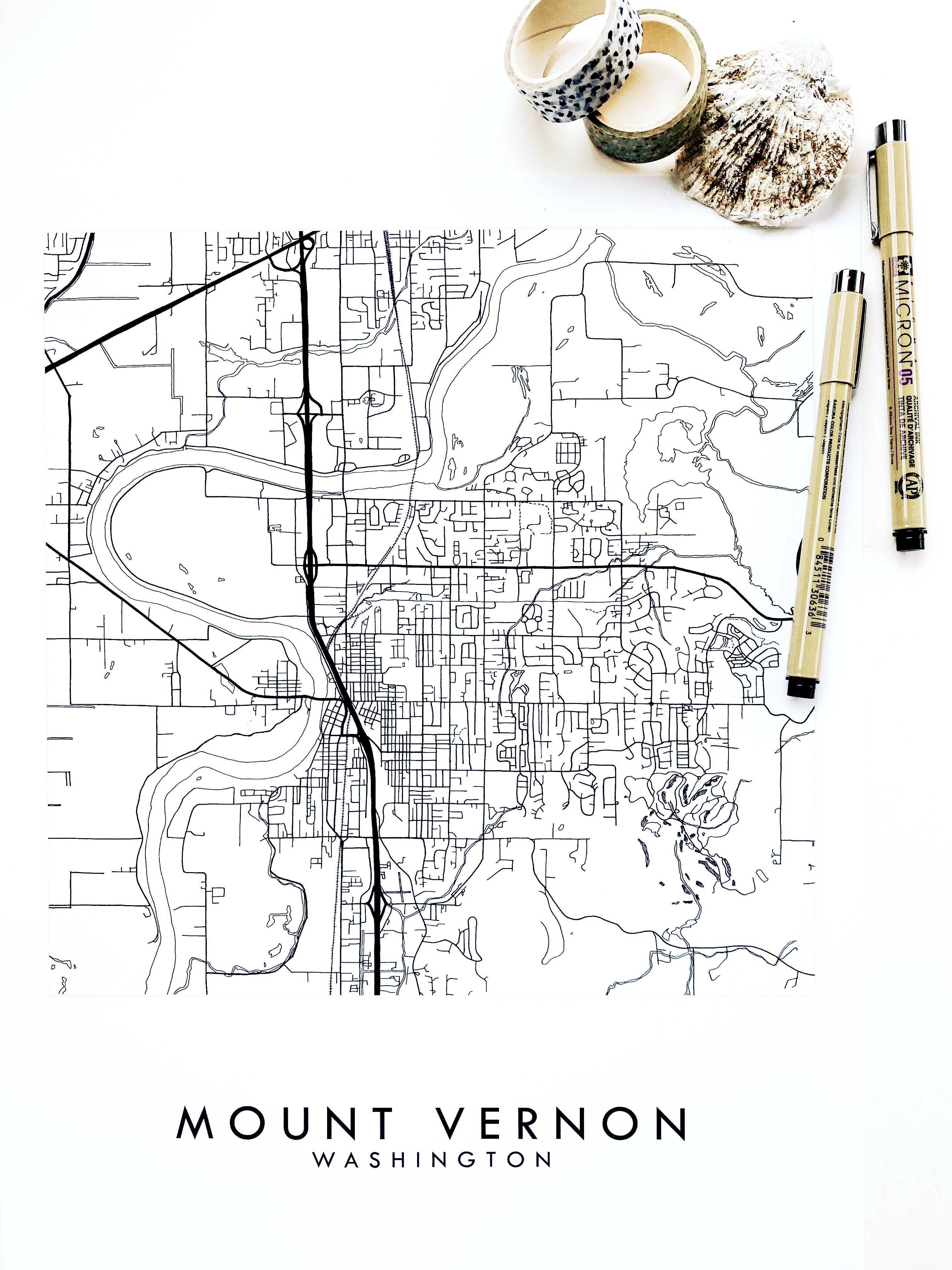 MOUNT VERNON Washington City Lines Map: PRINT